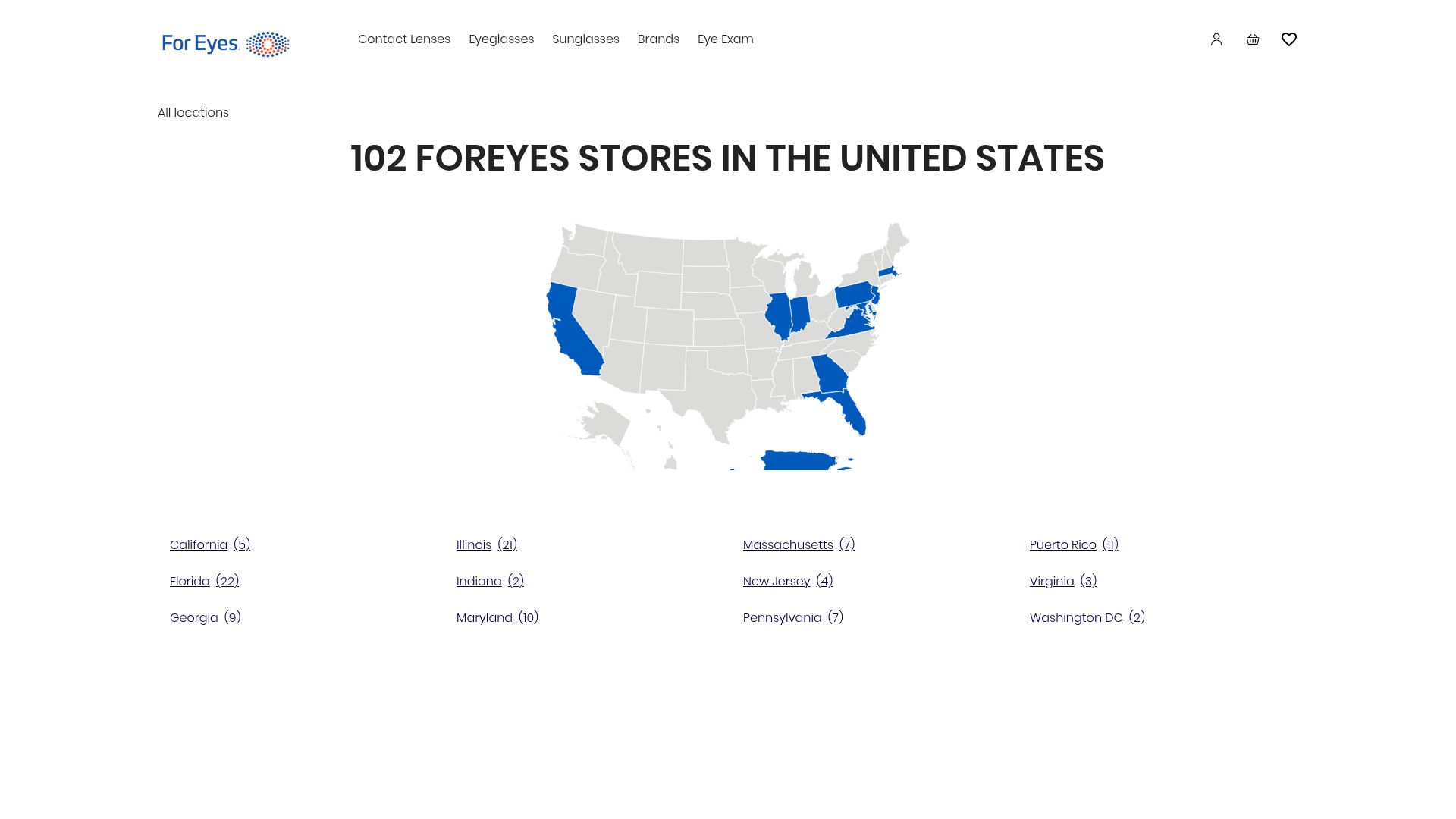 Screenshot of locations.foreyes.com