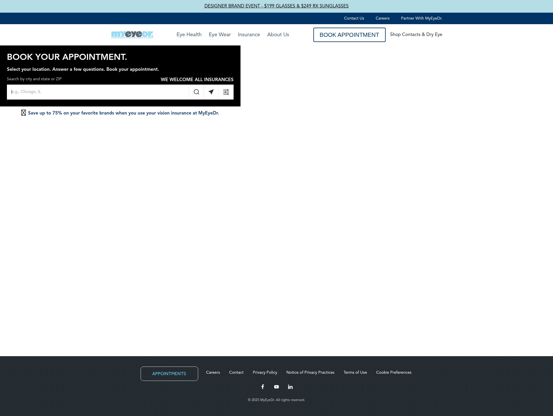 Screenshot of locations.myeyedr.com