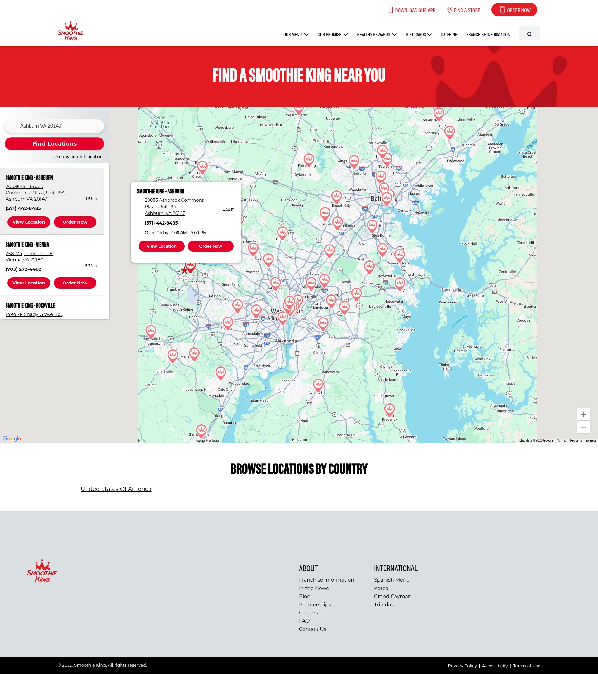 Screenshot of locations.smoothieking.com