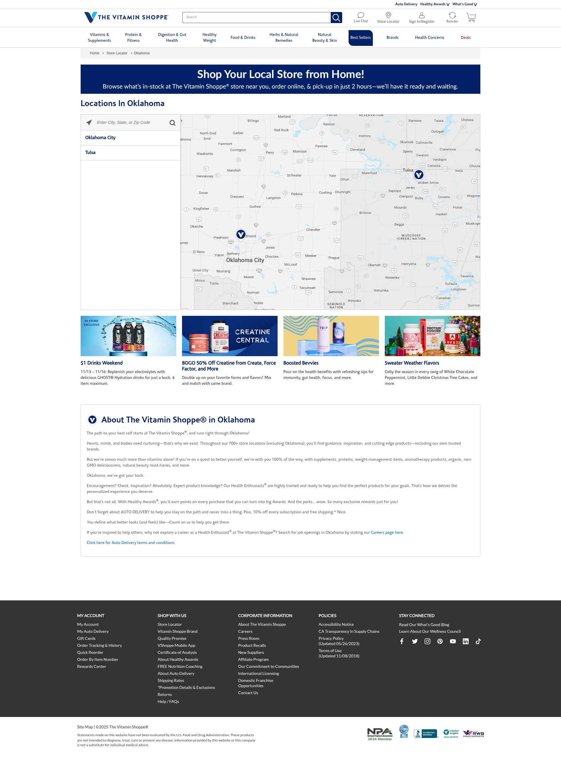 Screenshot of locations.vitaminshoppe.com