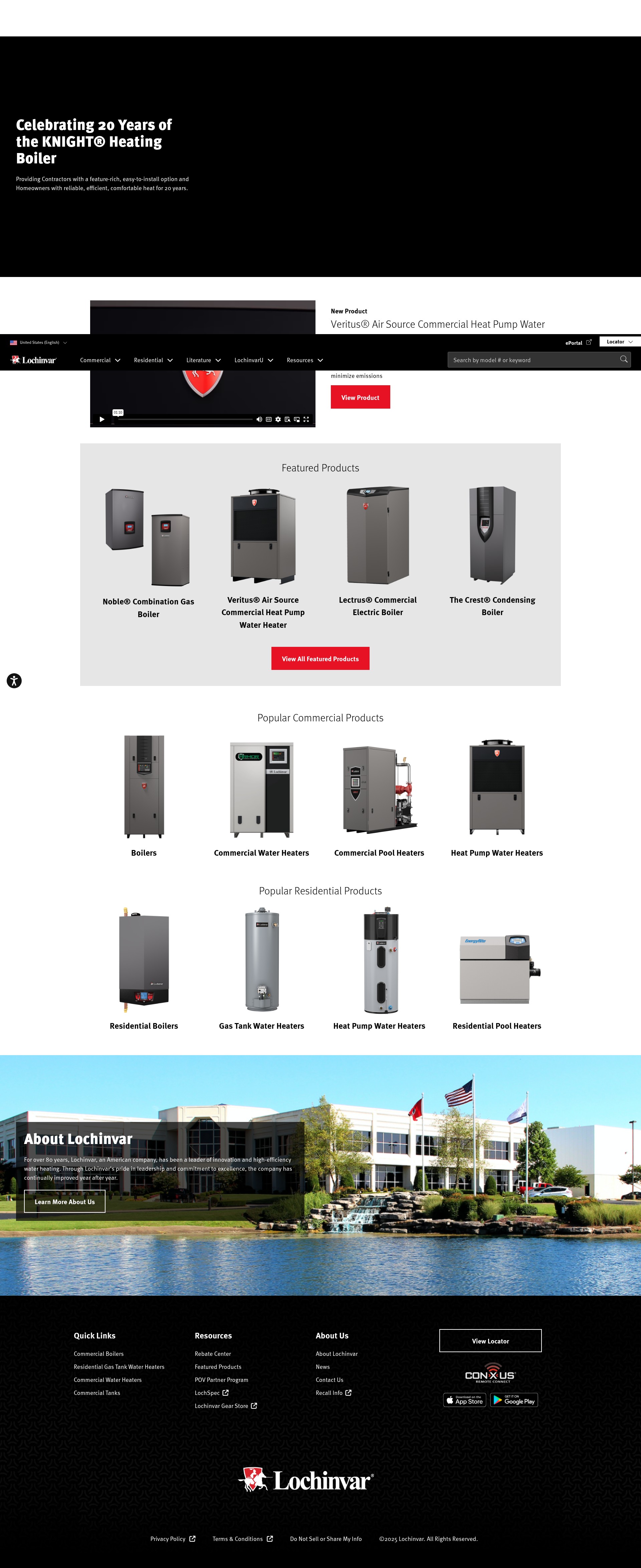Screenshot of lochinvar.com