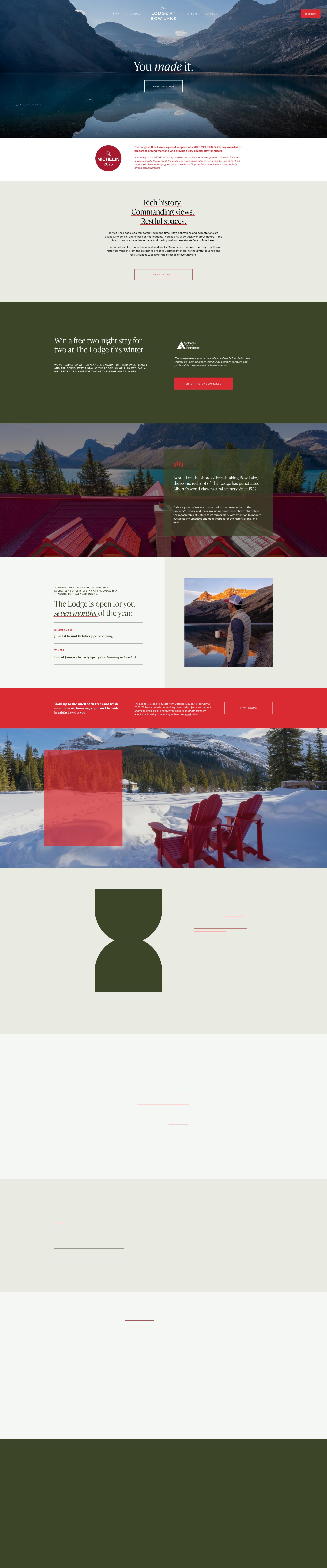 Screenshot of lodgeatbowlake.com