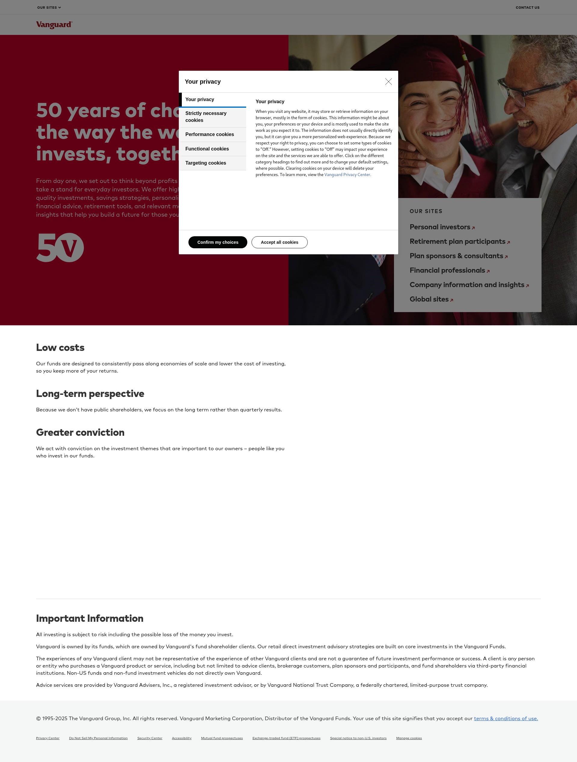 Screenshot of login.vanguard.com