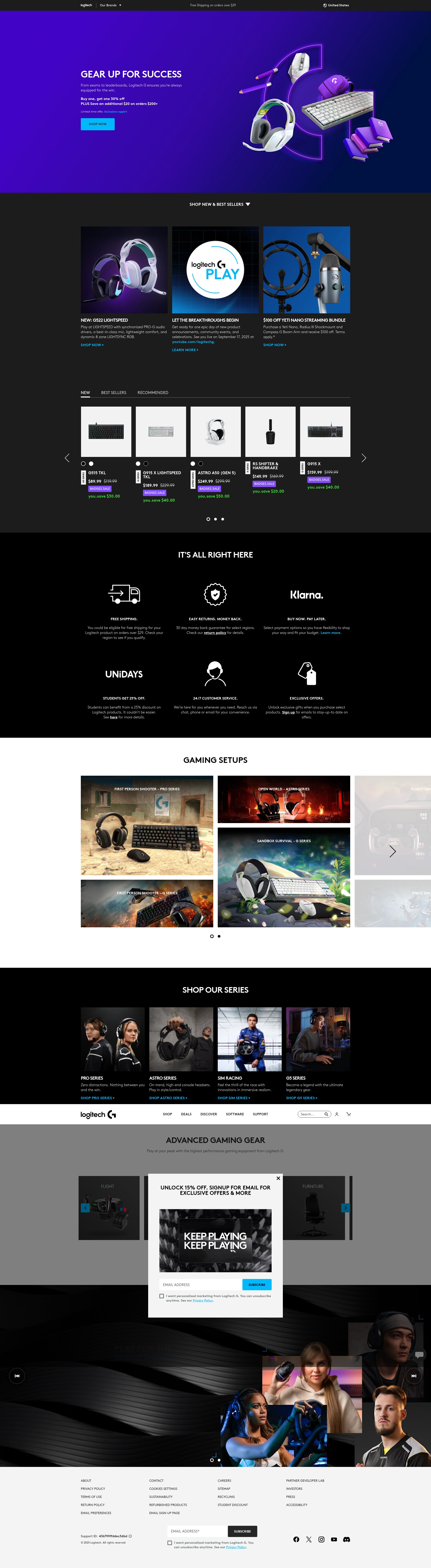Screenshot of logitechg.com