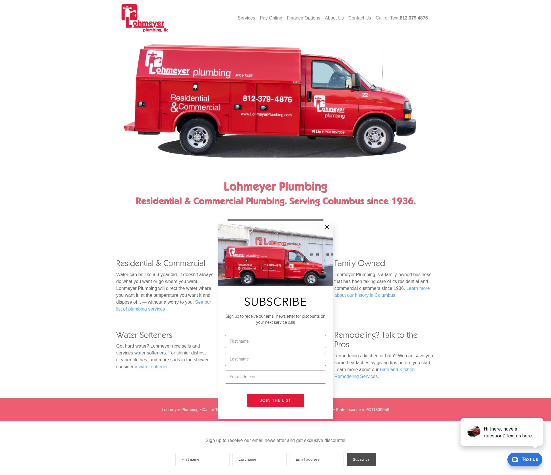 Screenshot of lohmeyerplumbing.com