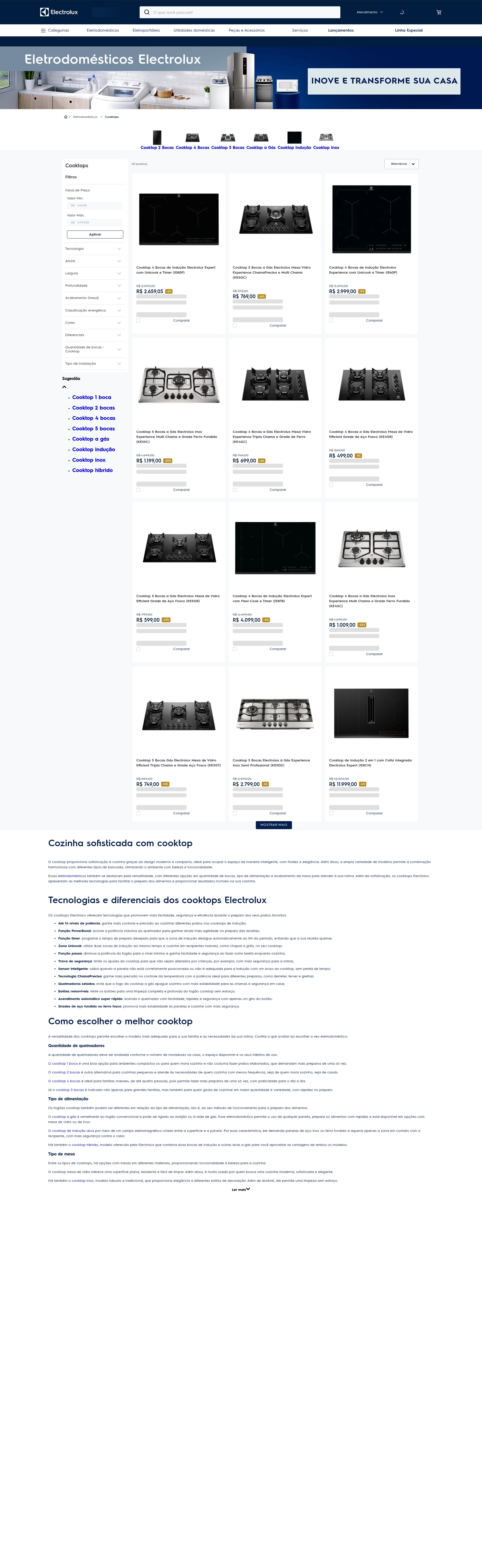 Screenshot of loja.electrolux.com.br