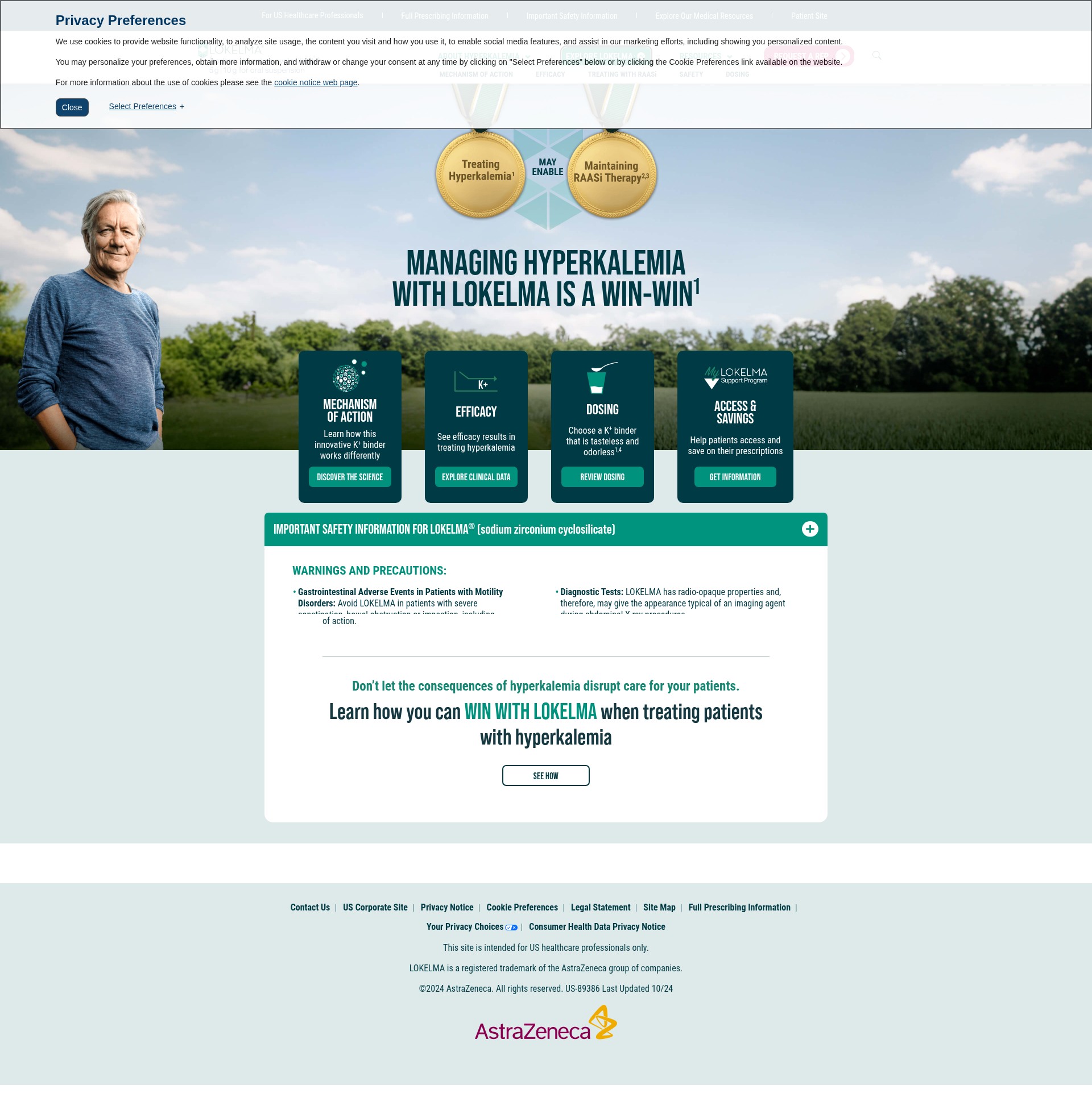 Screenshot of lokelma-hcp.com