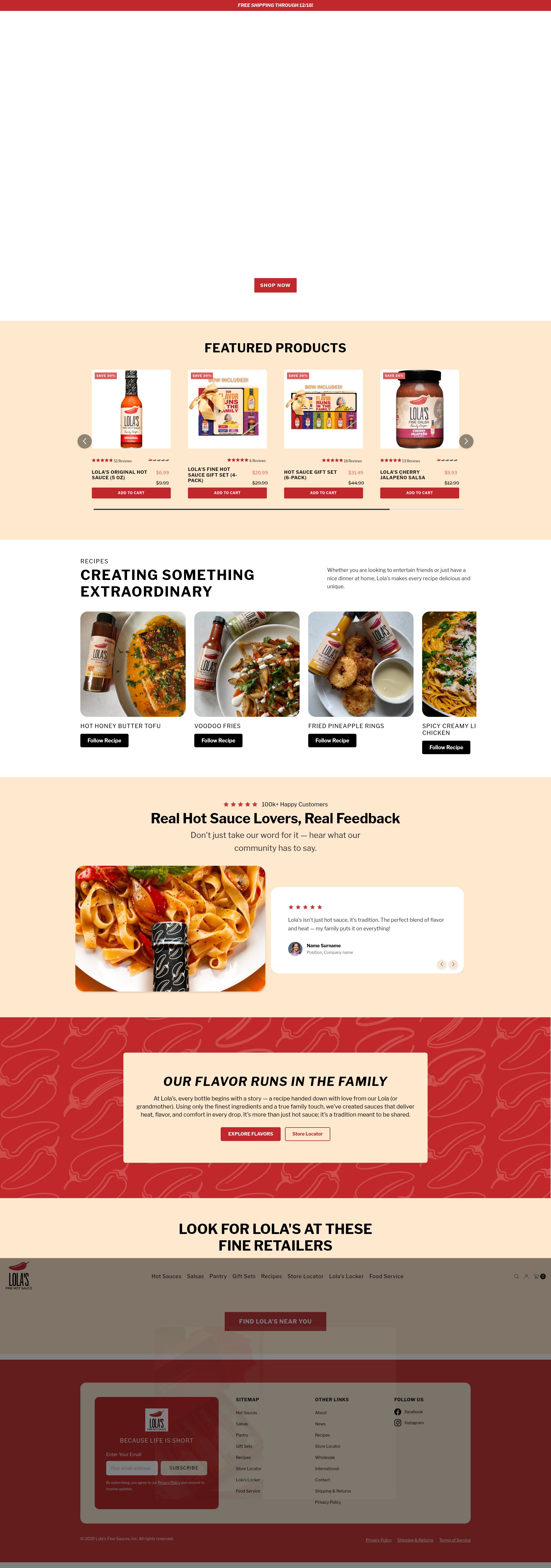 Screenshot of lolasfinehotsauce.com