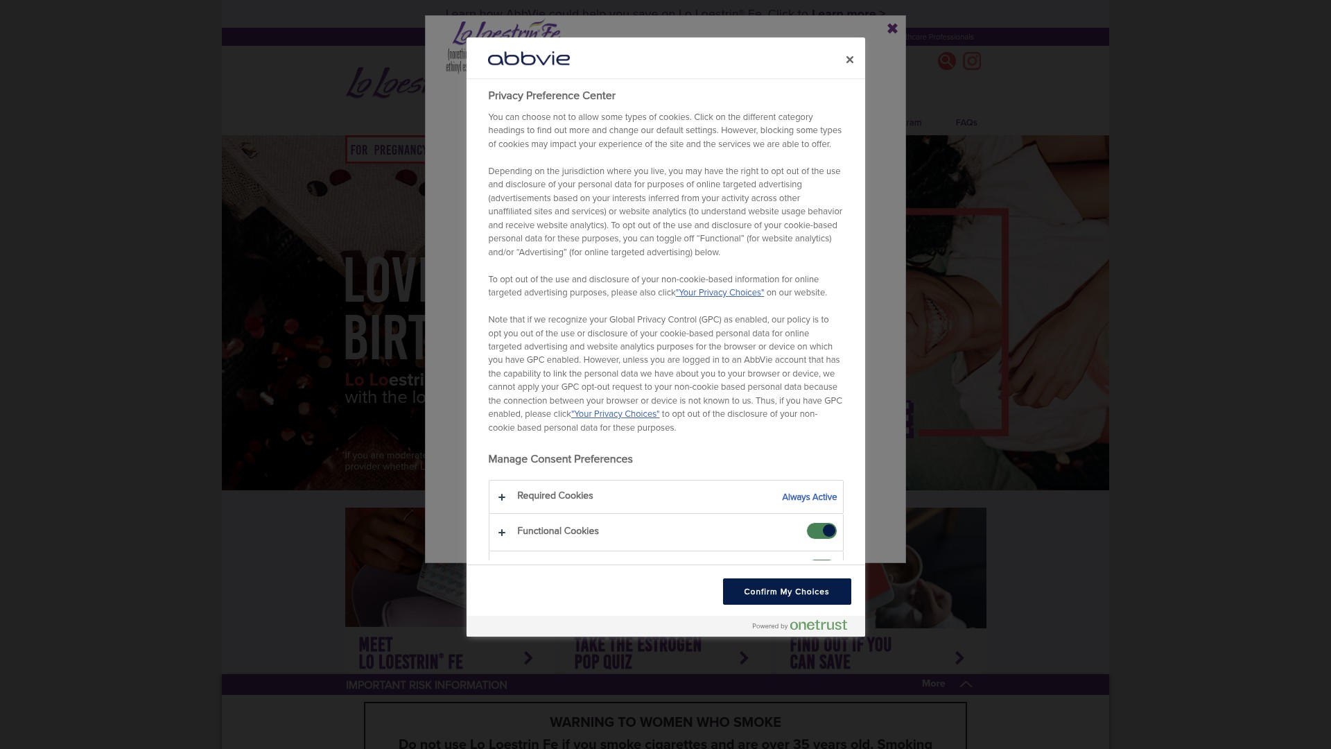 Screenshot of loloestrin.com