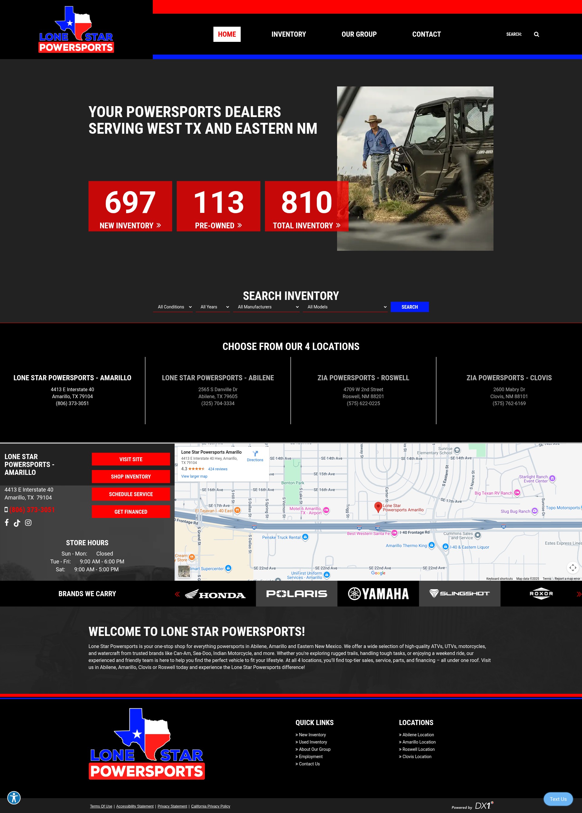 Screenshot of lonestarpowersports.com