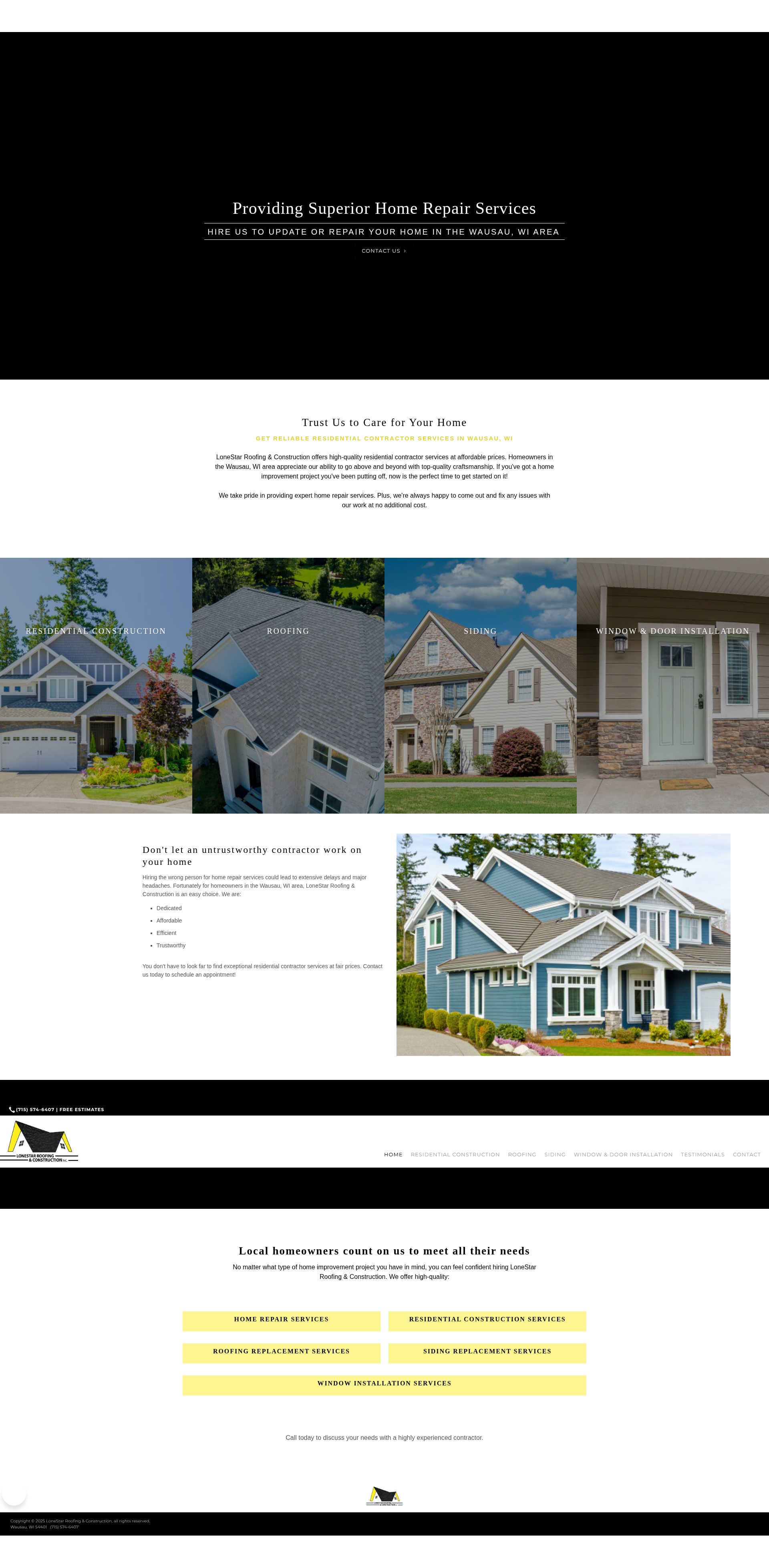 Screenshot of lonestarroofingwi.org