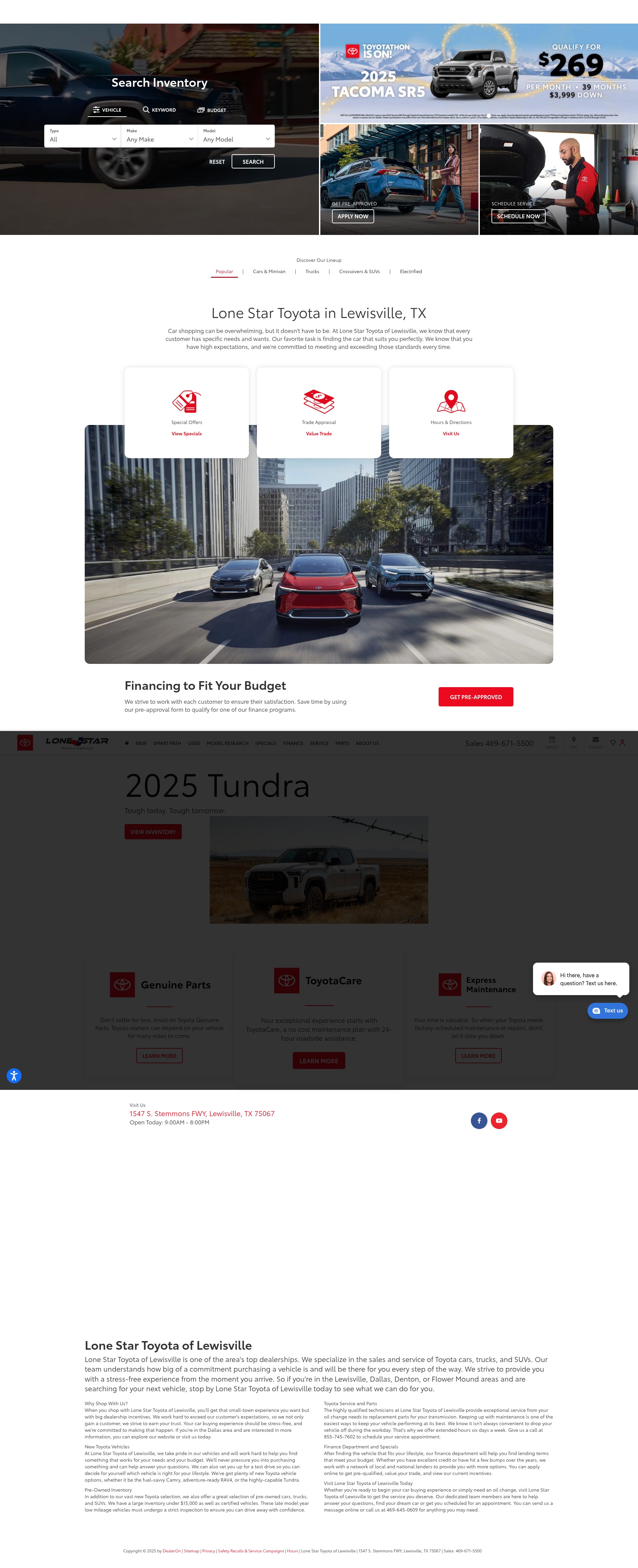 Screenshot of lonestartoyotalewisville.com