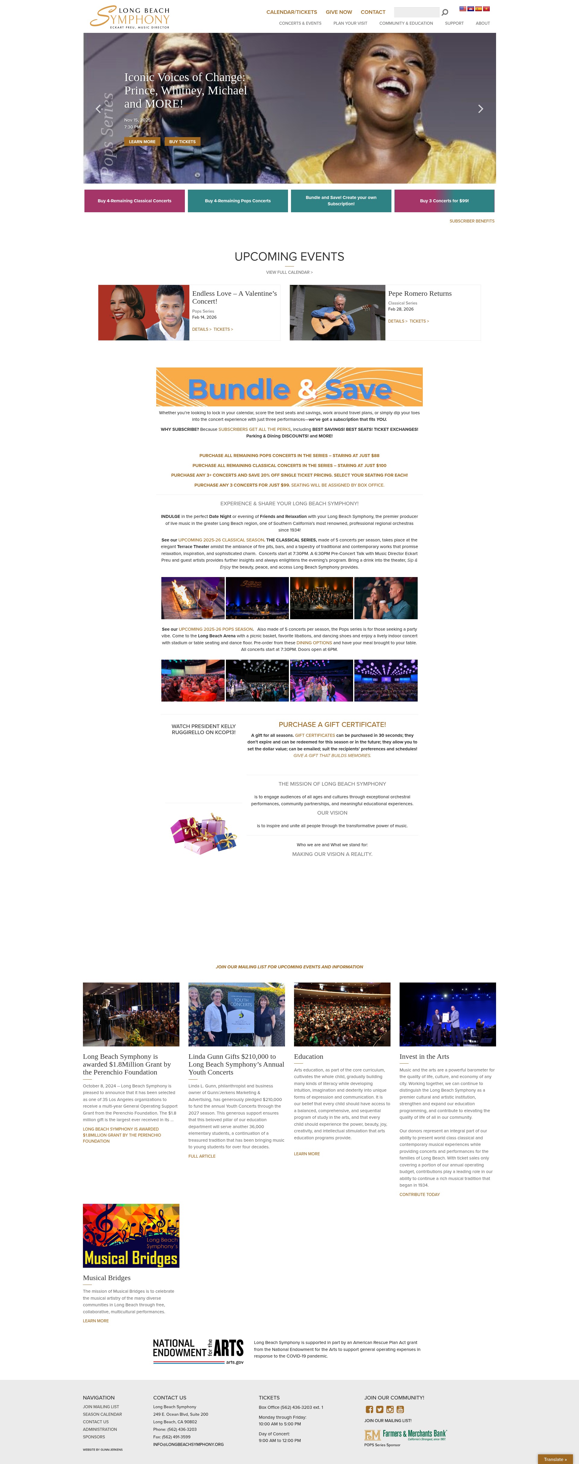 Screenshot of longbeachsymphony.org