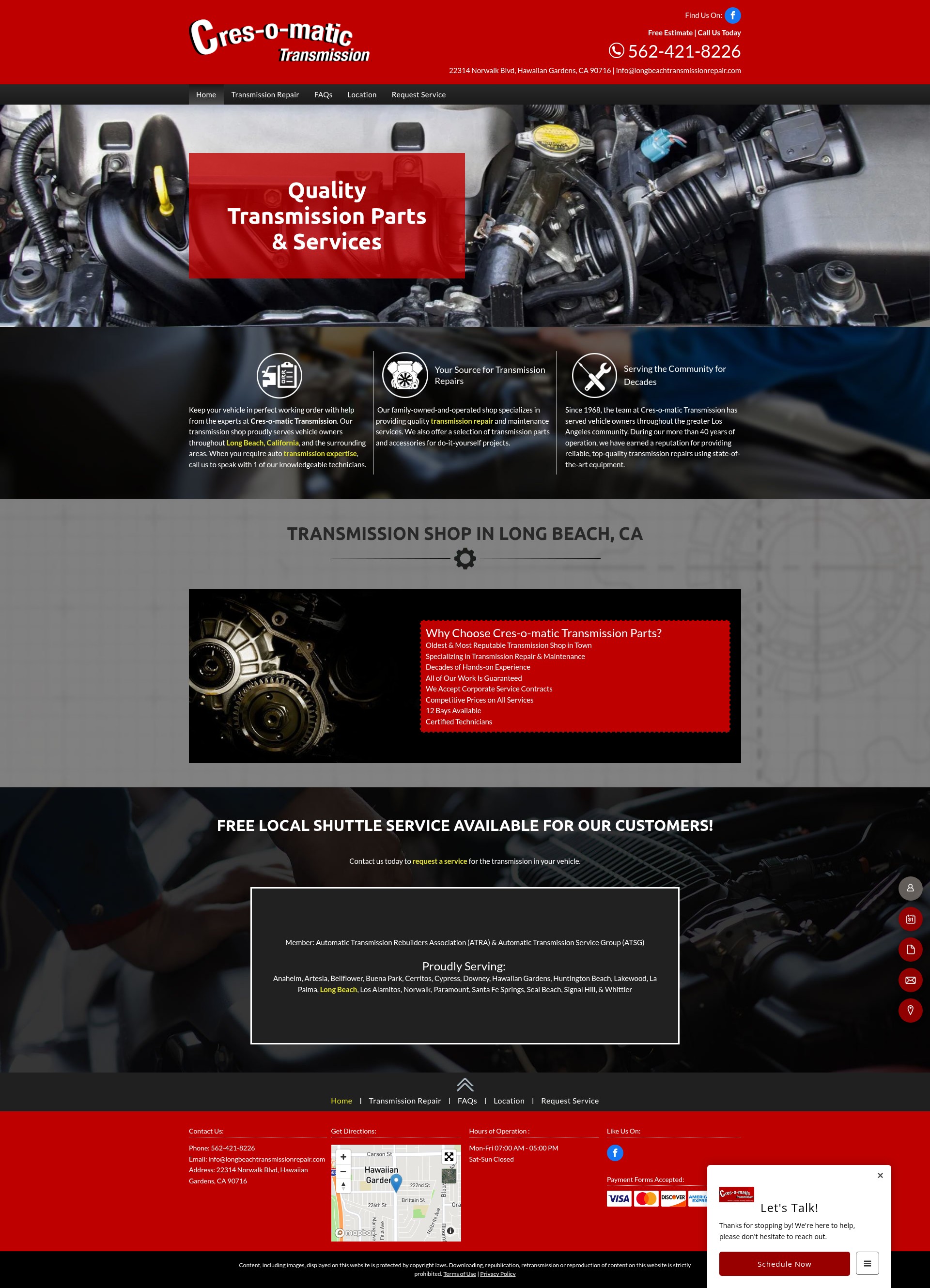 Screenshot of longbeachtransmissionrepair.com