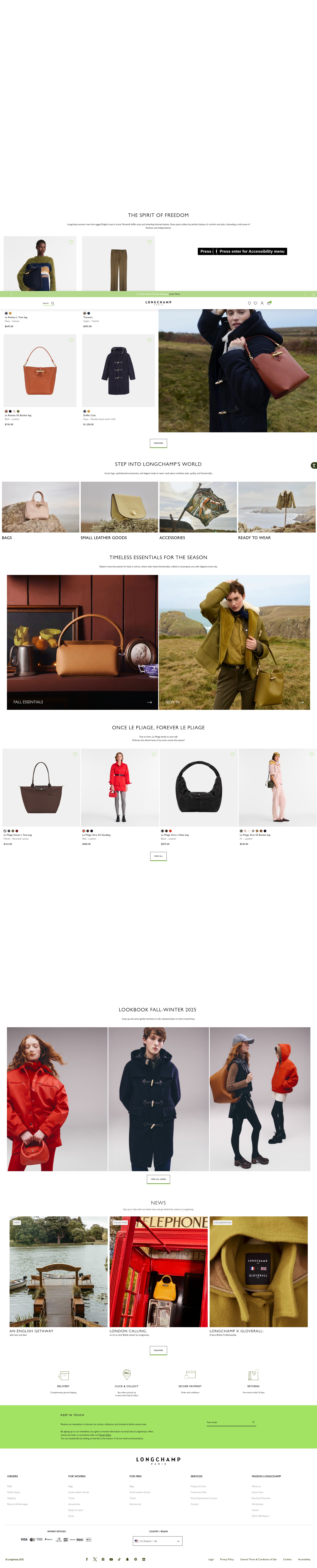 Screenshot of longchamp.com