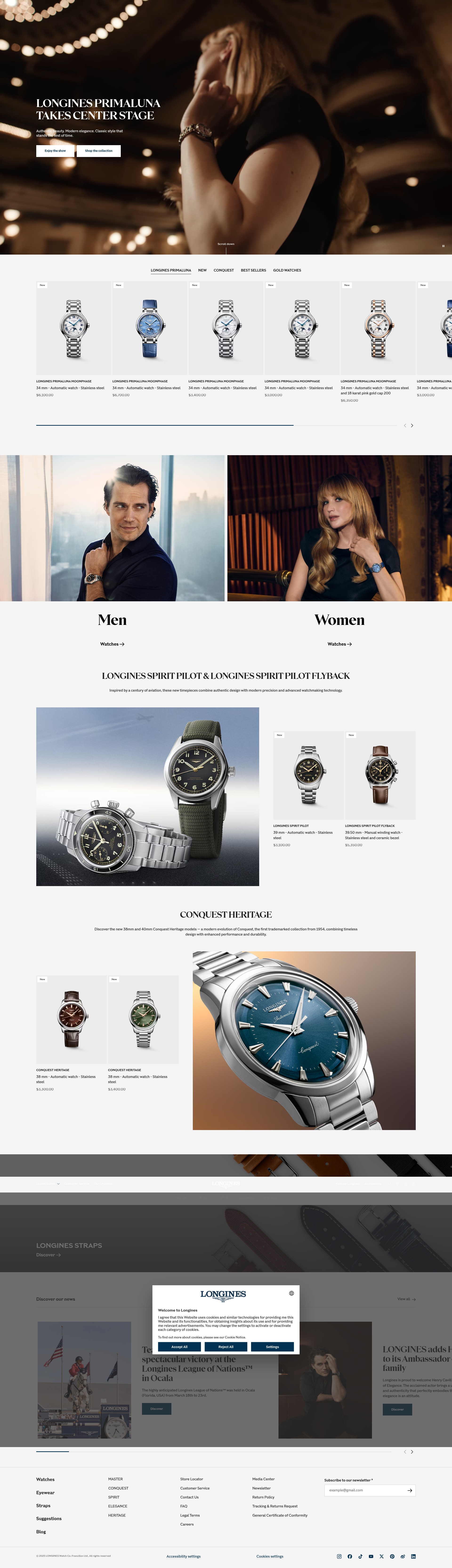 Screenshot of longines.com