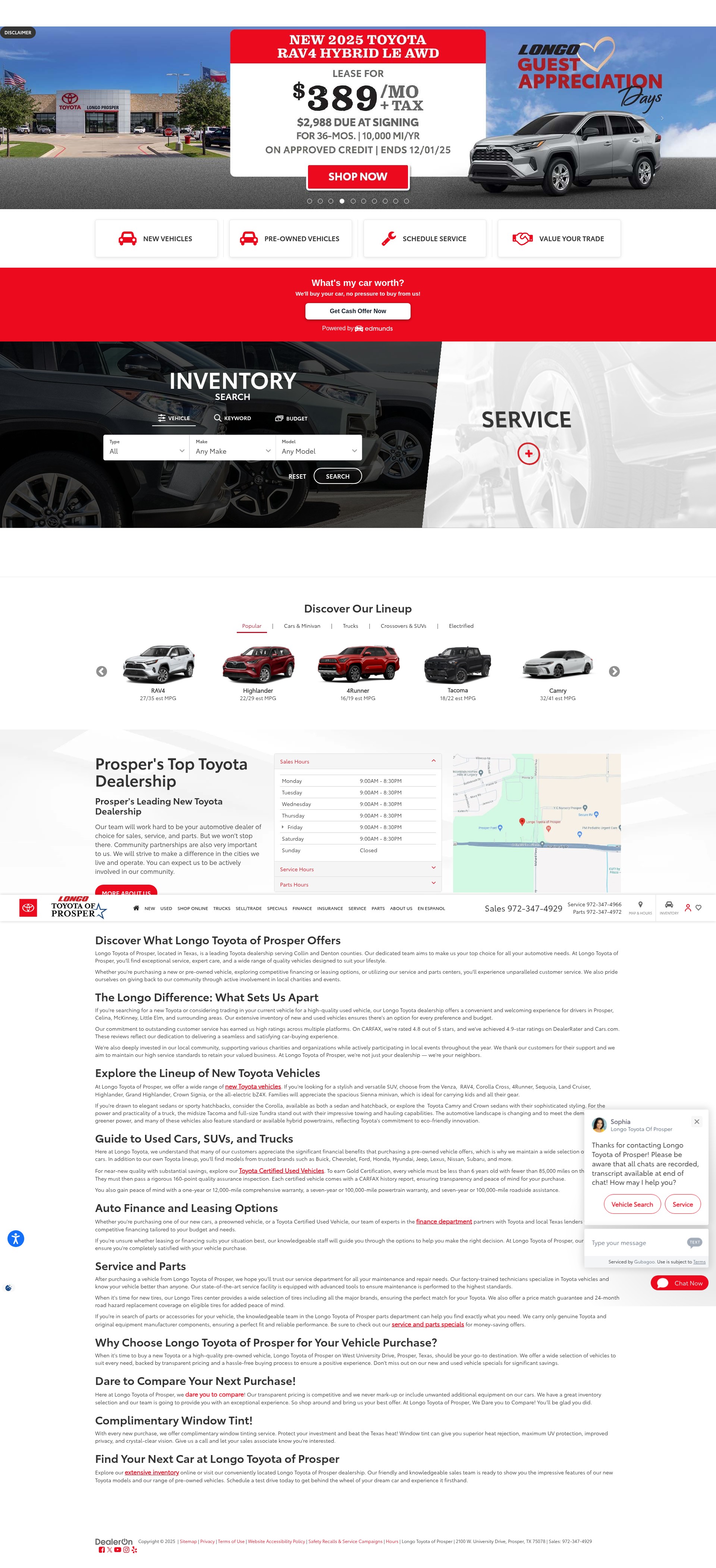 Screenshot of longotoyotaofprosper.com