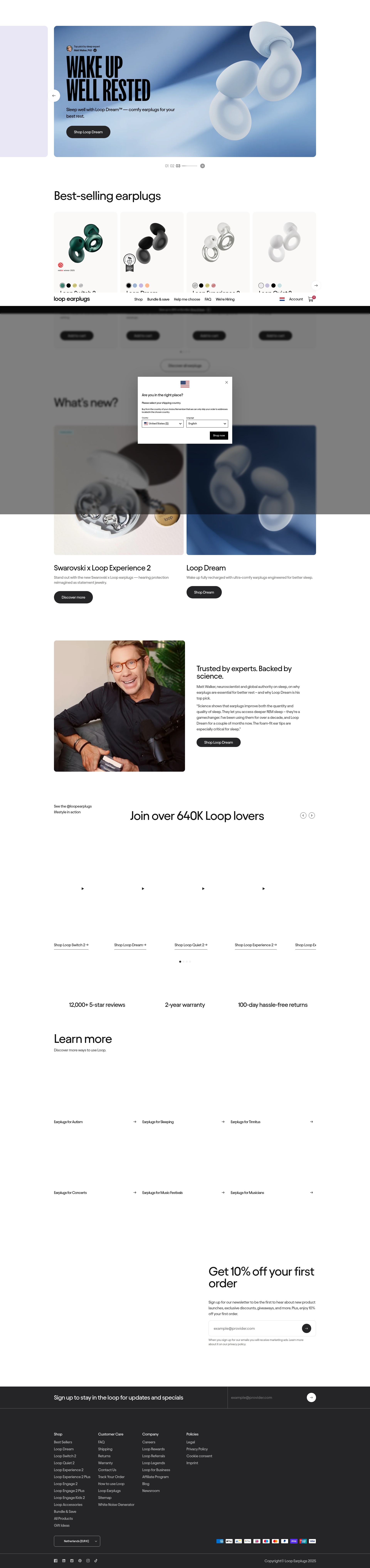 Screenshot of loopearplugs.com