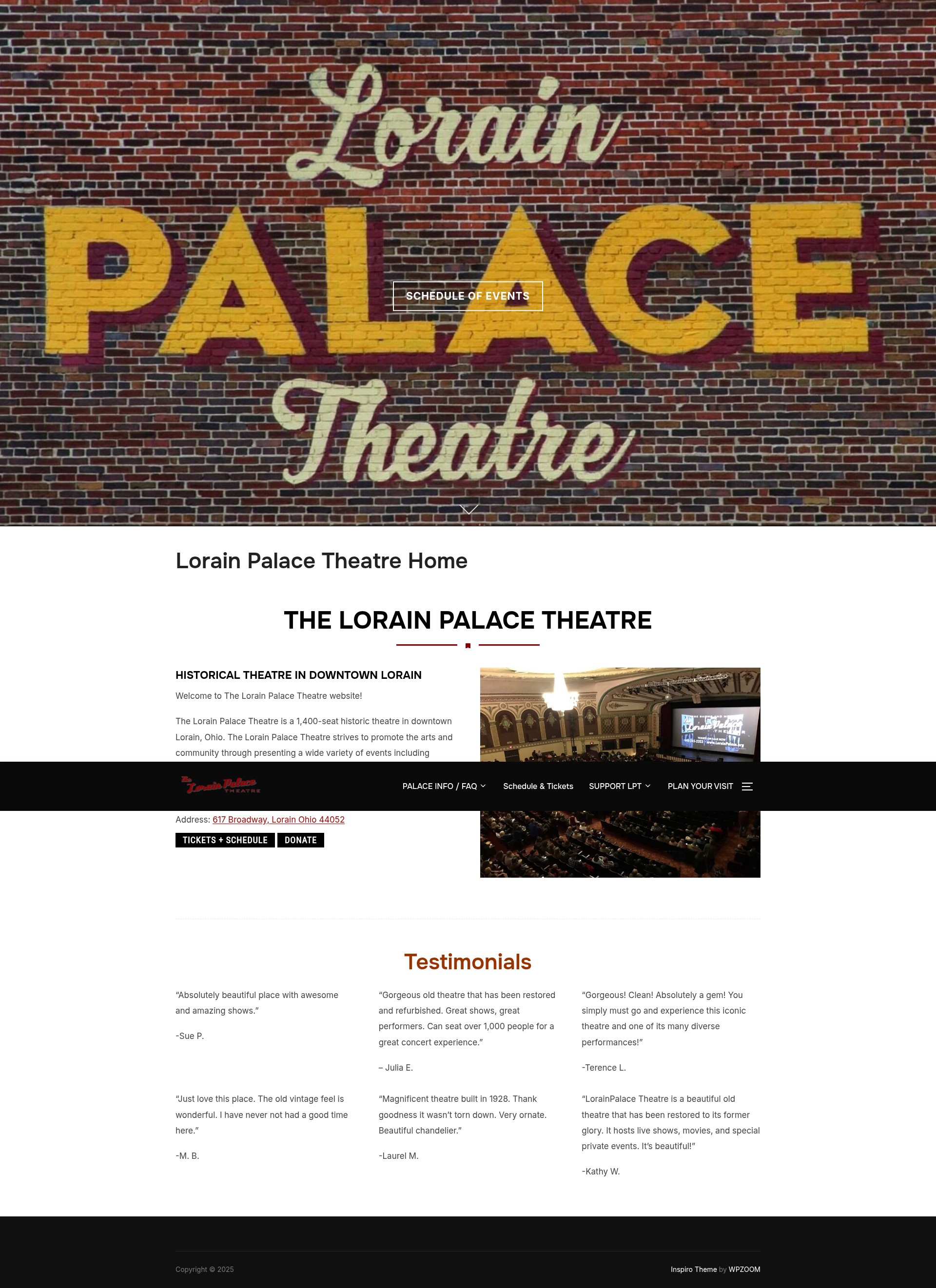Screenshot of lorainpalace.com
