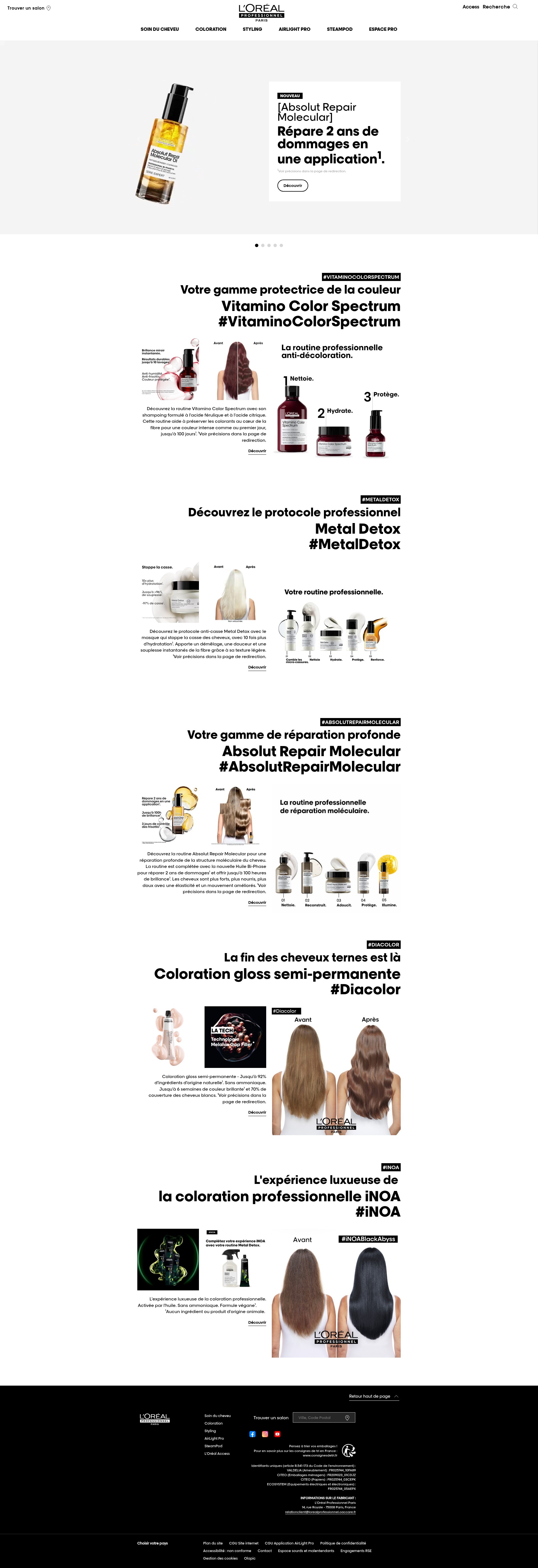 Screenshot of lorealprofessionnel.fr