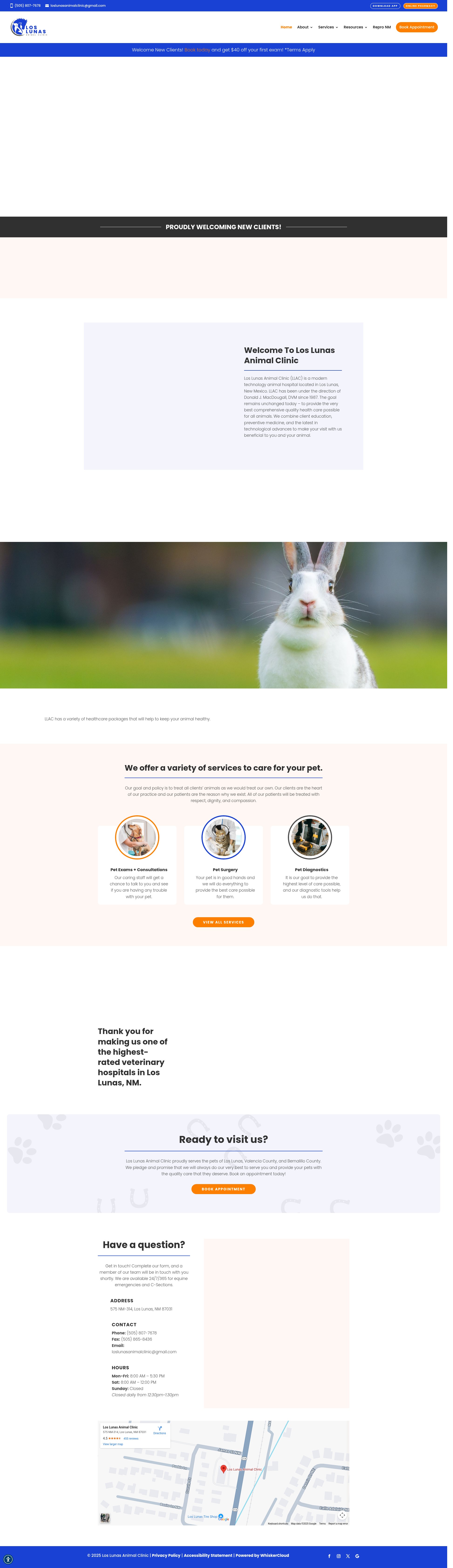 Screenshot of loslunasanimalclinic.com