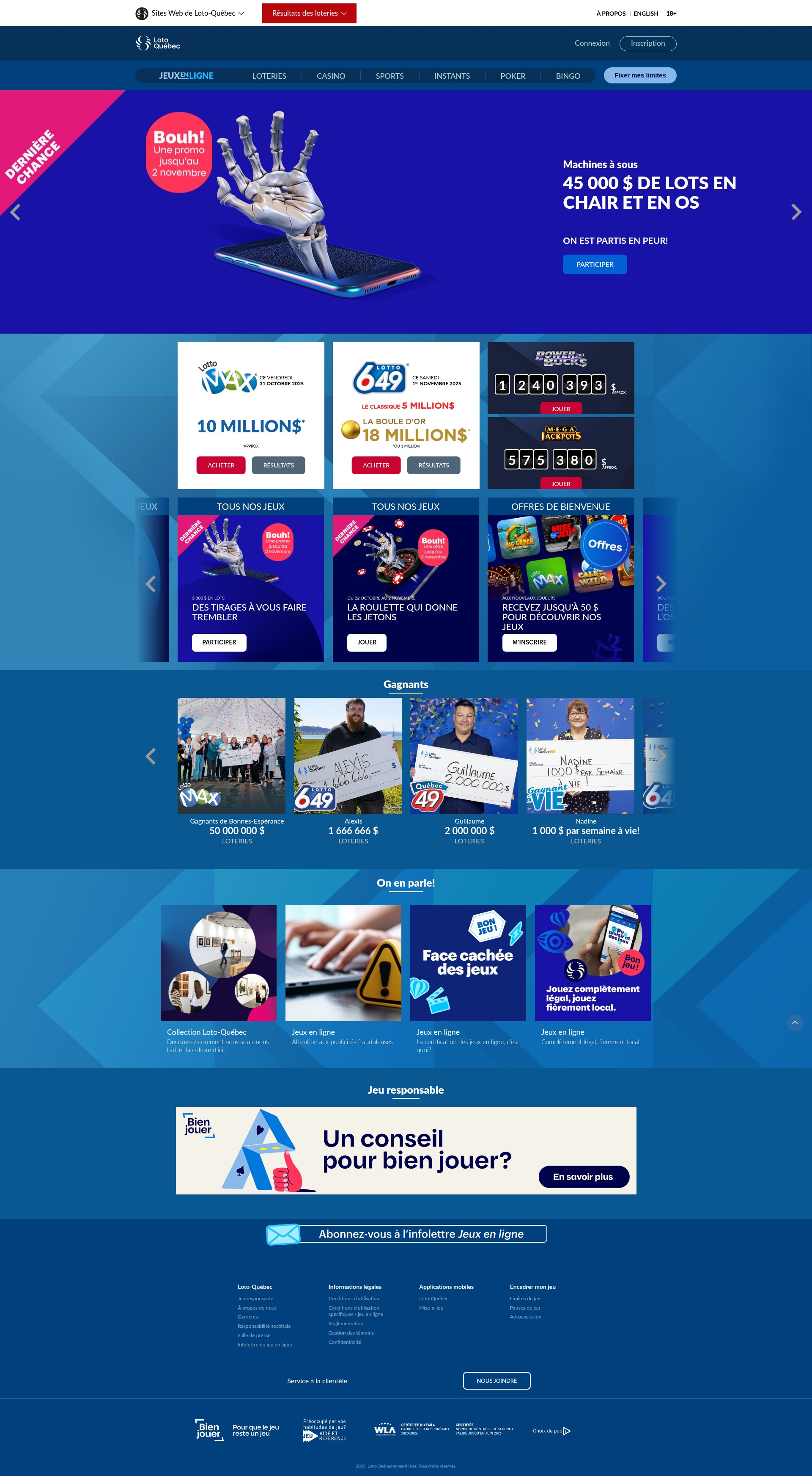 Screenshot of lotoquebec.com