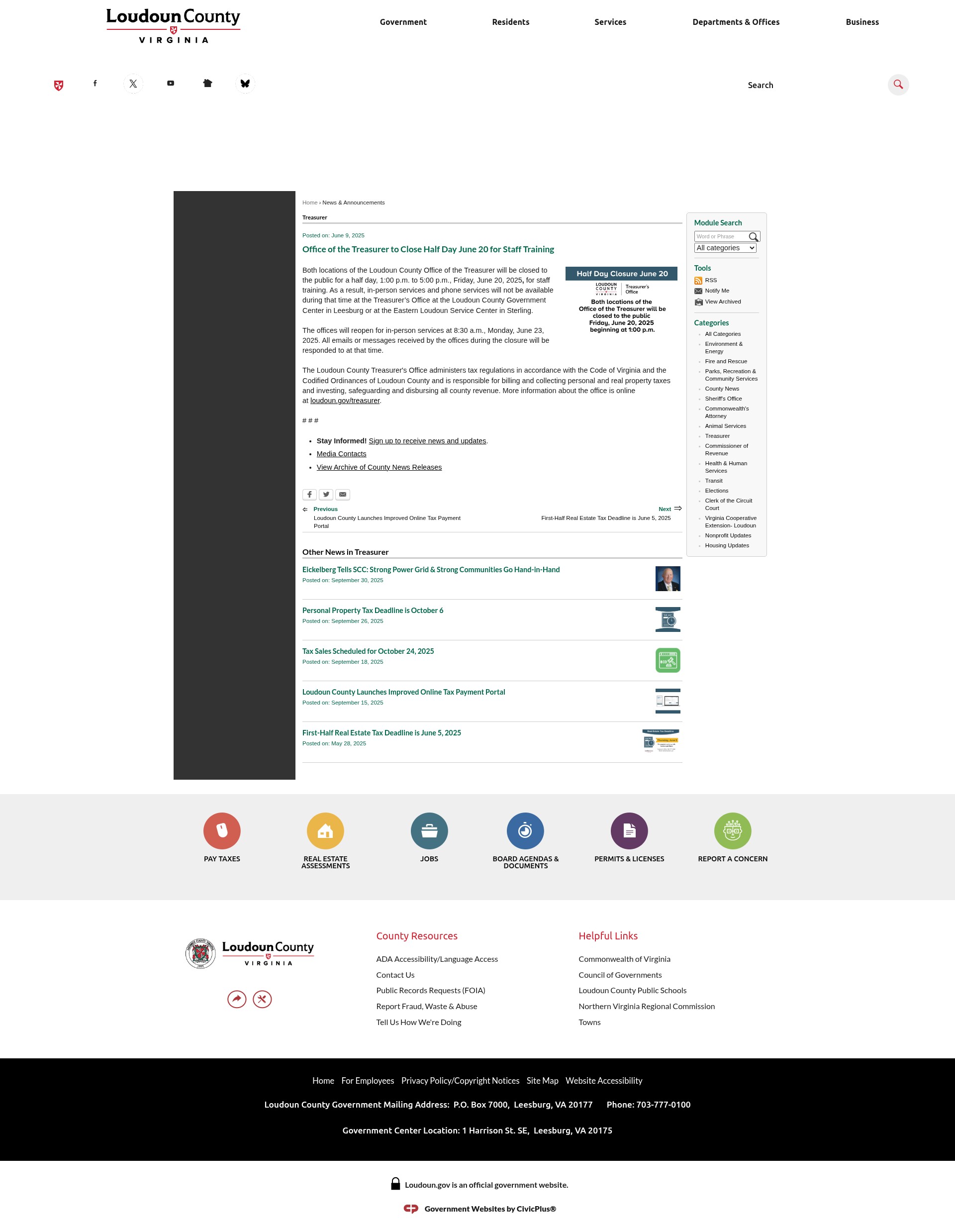 Screenshot of loudoun.gov