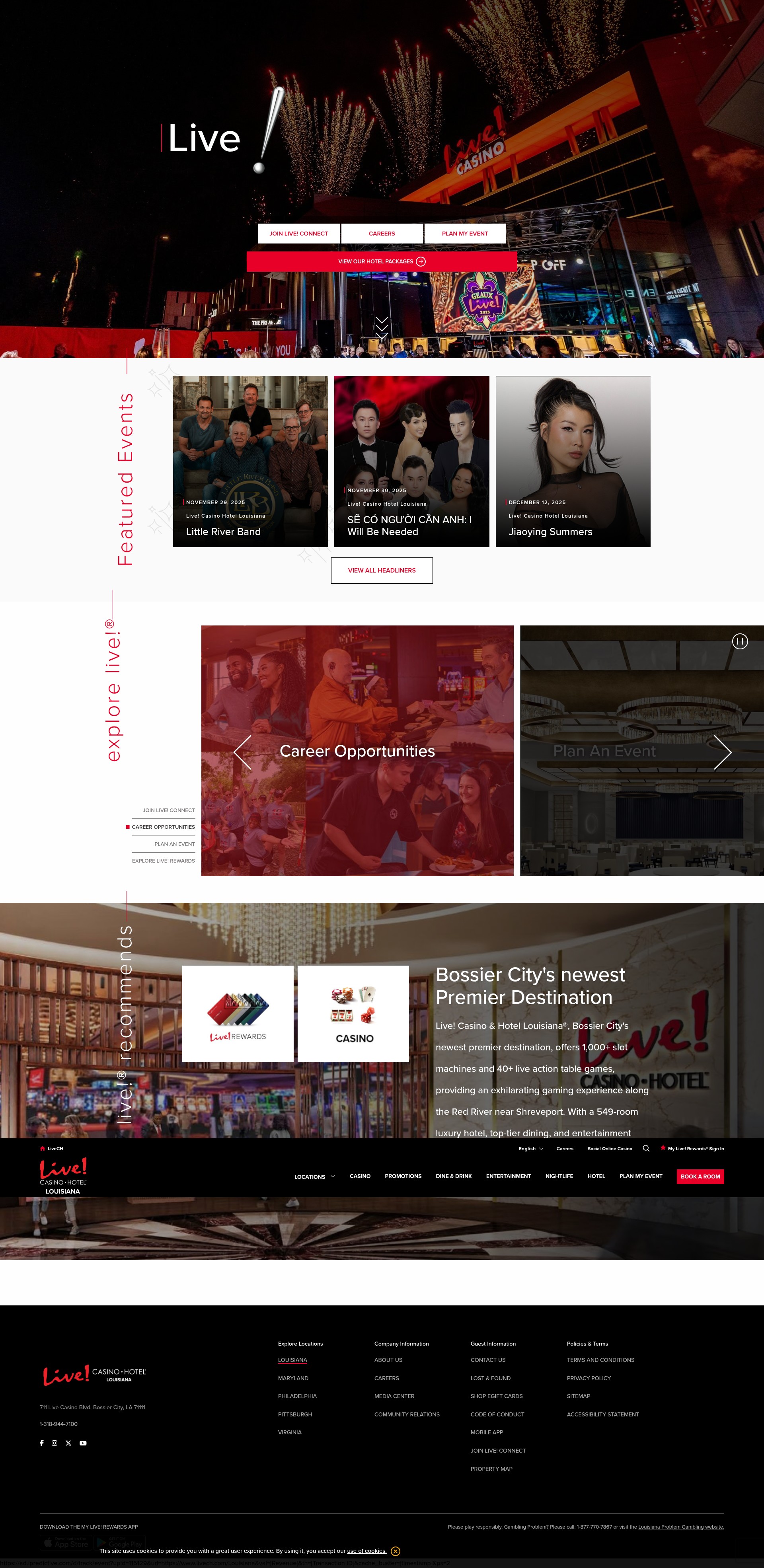 Screenshot of louisiana.livecasinohotel.com