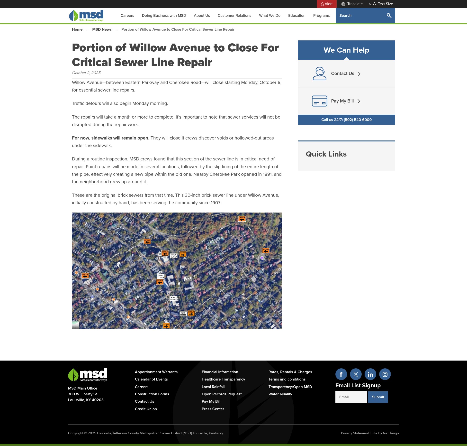 Screenshot of louisvillemsd.org