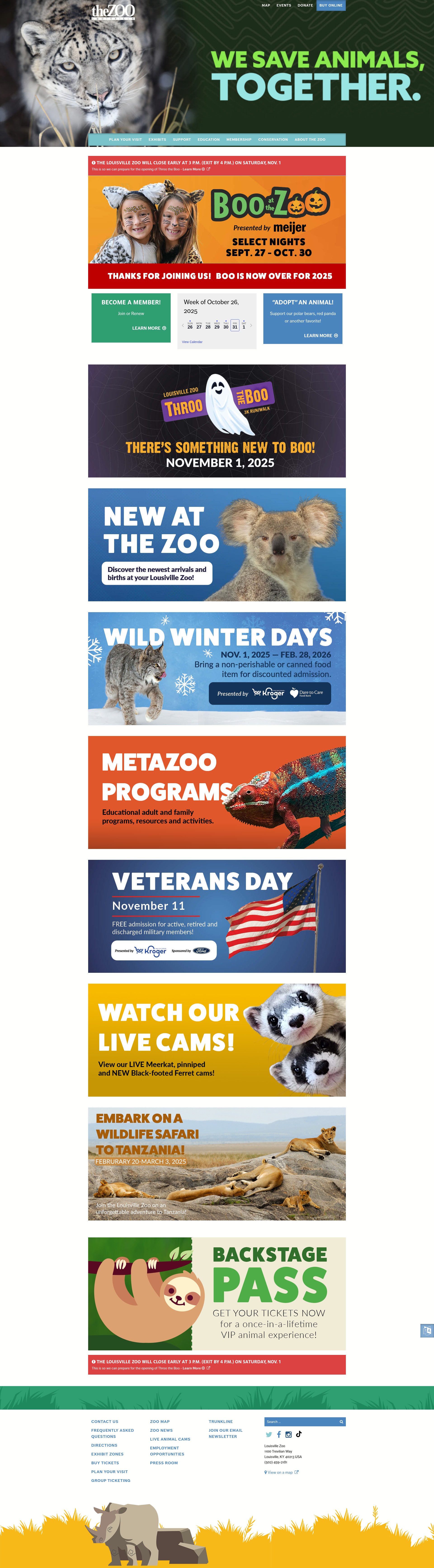 Screenshot of louisvillezoo.org
