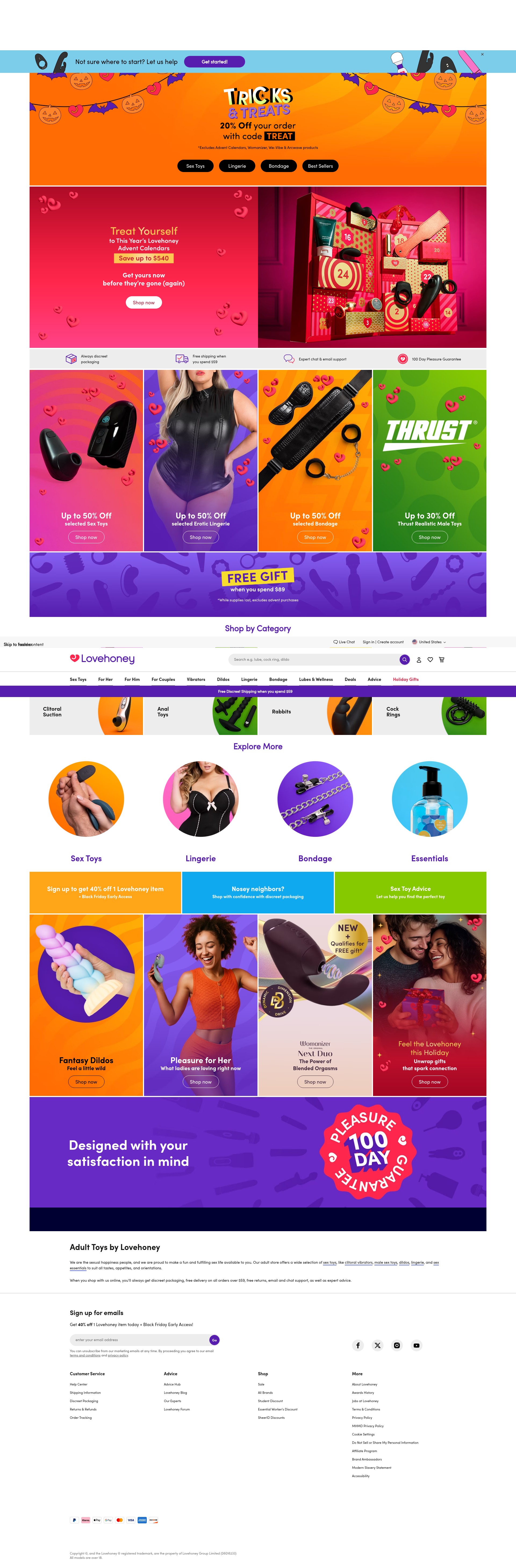 Screenshot of lovehoney.com