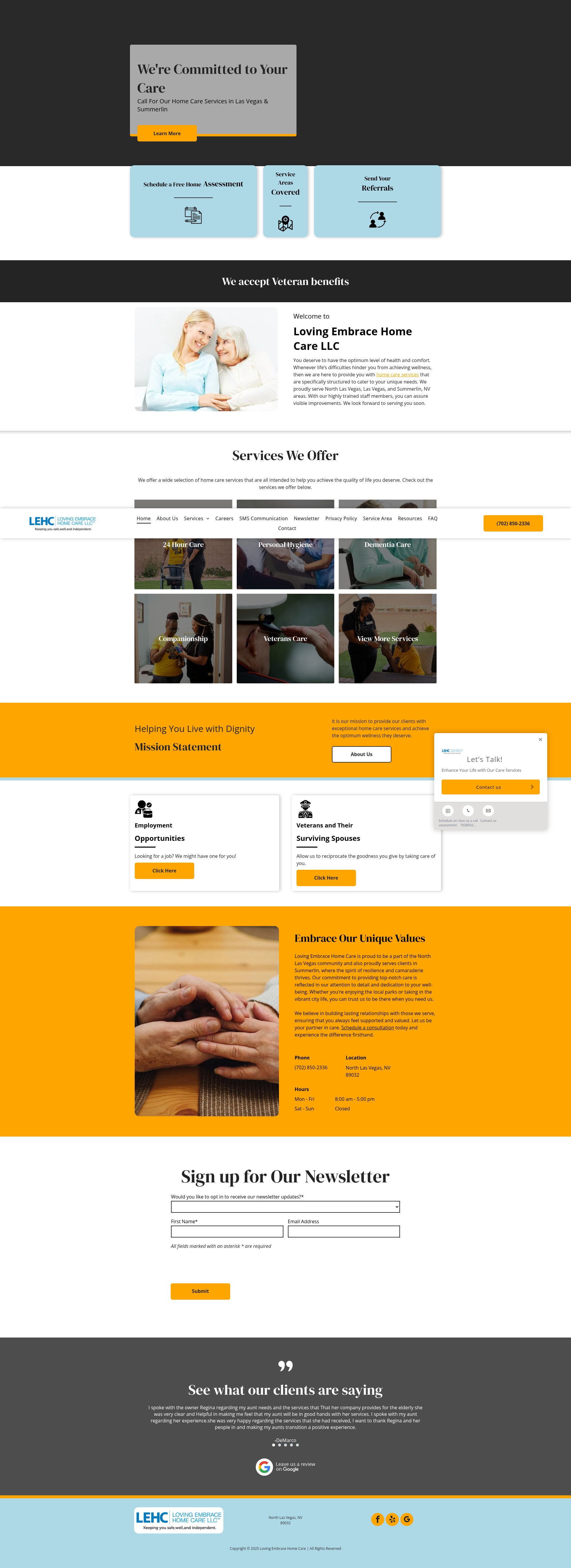 Screenshot of lovingembracehomecare.com