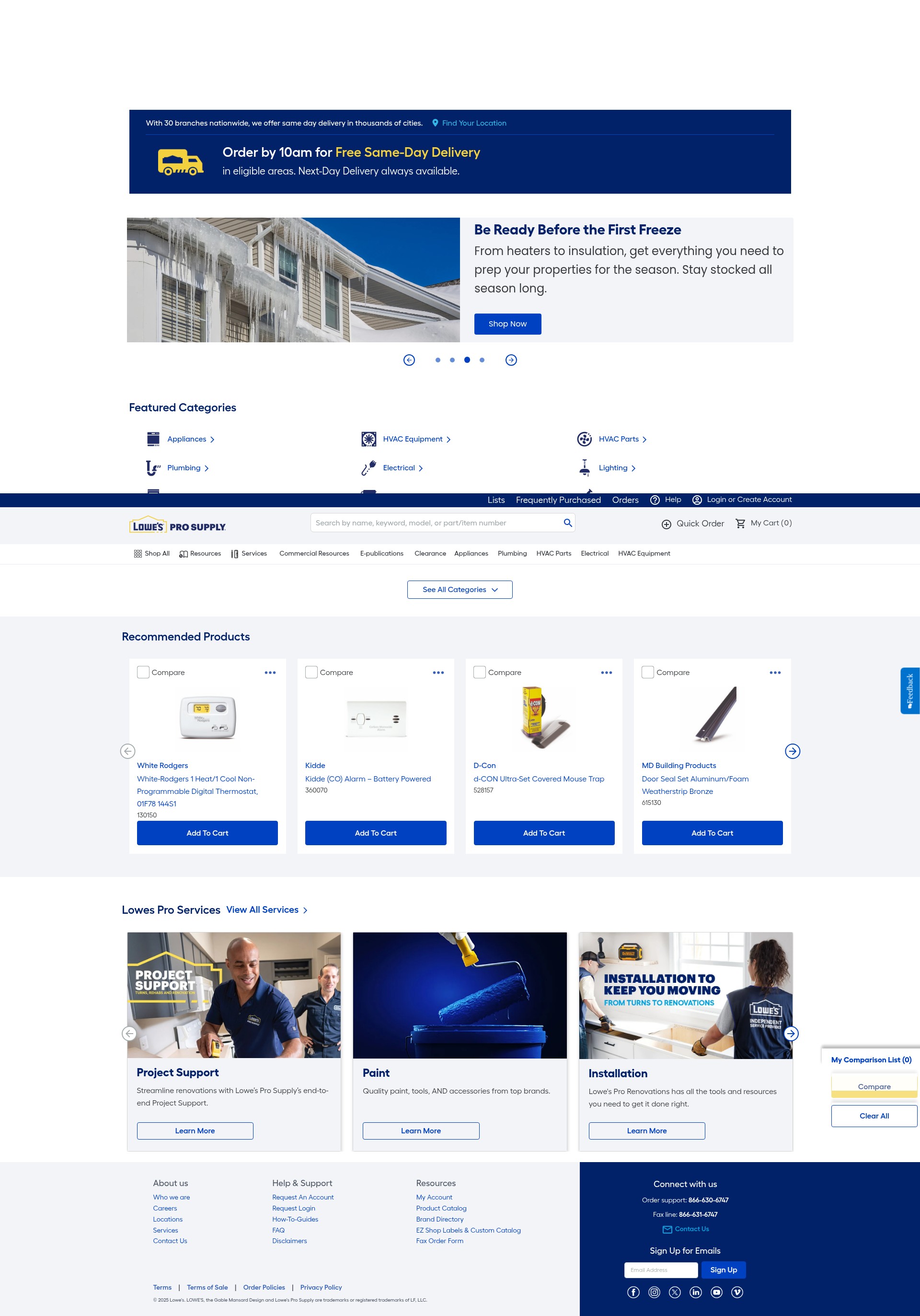 Screenshot of lowesprosupply.com