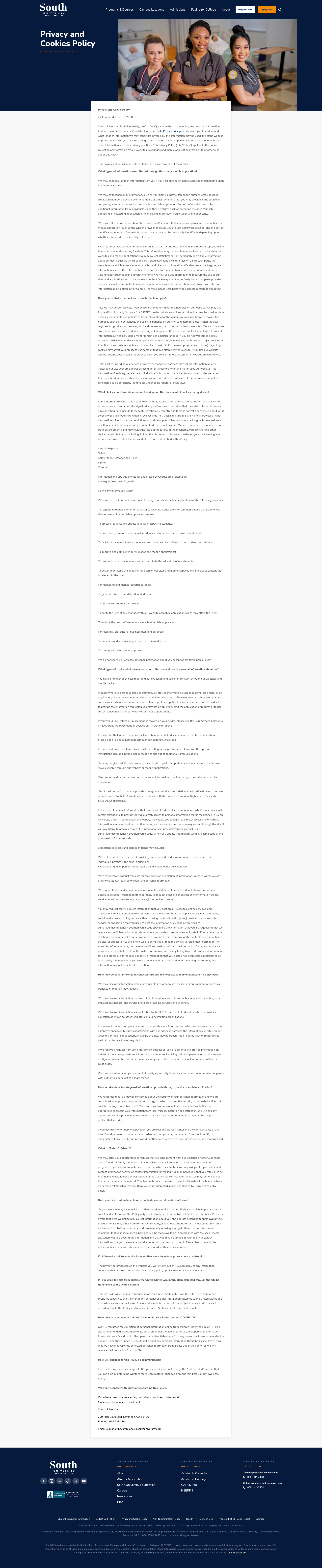 Screenshot of lp.southuniversity.edu