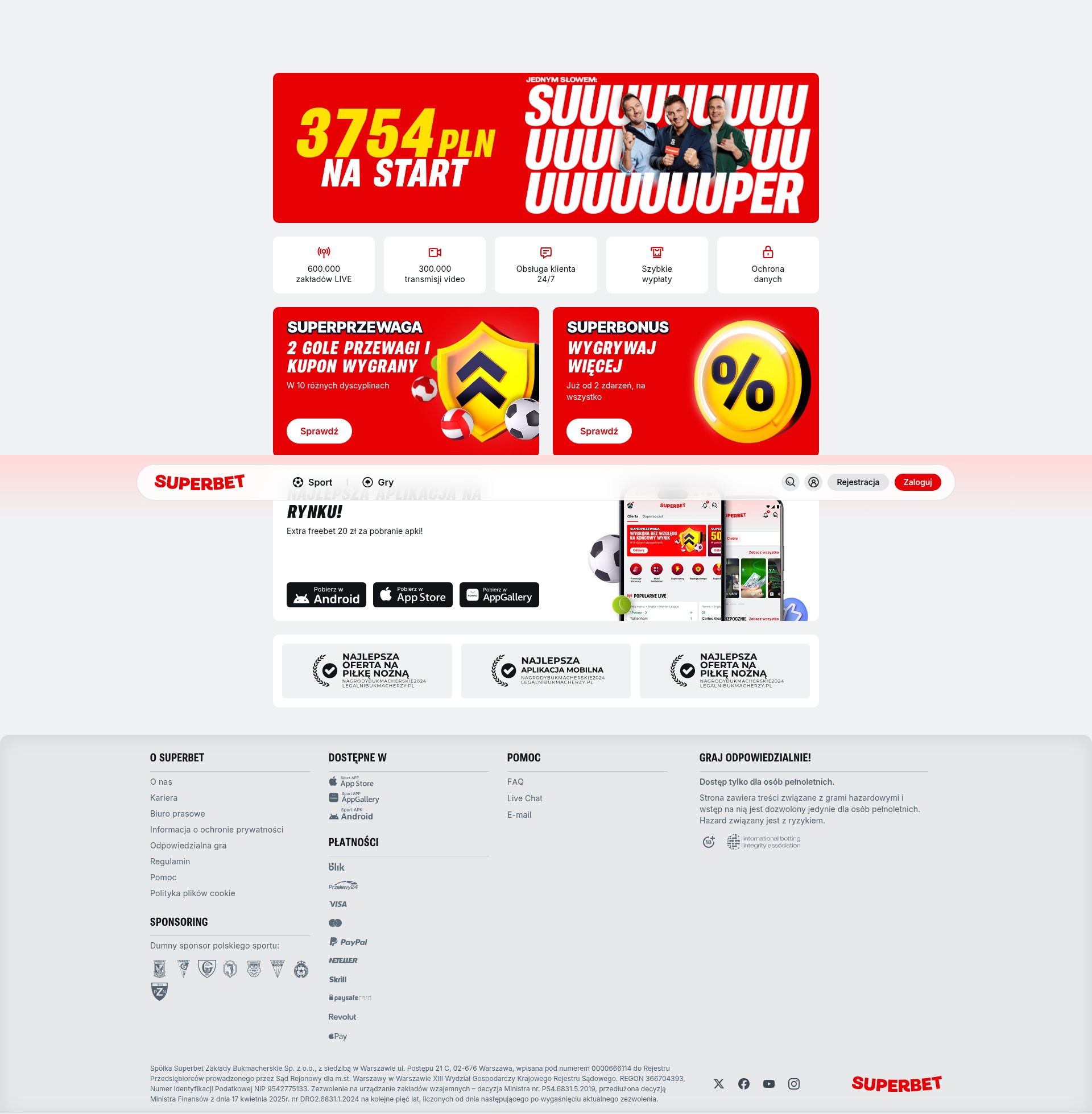 Screenshot of lp.superbet.pl