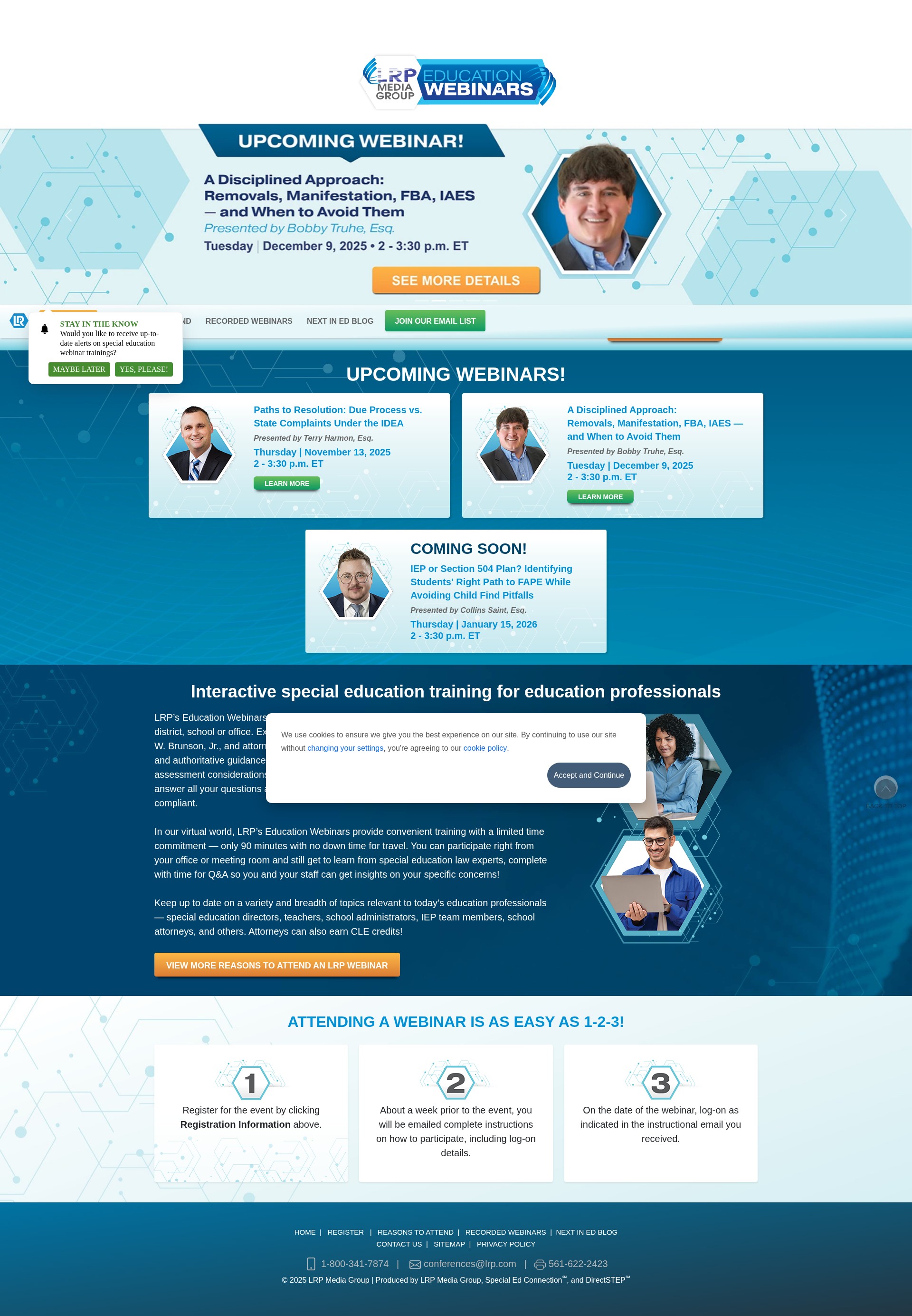 Screenshot of lrpeducationwebinars.com