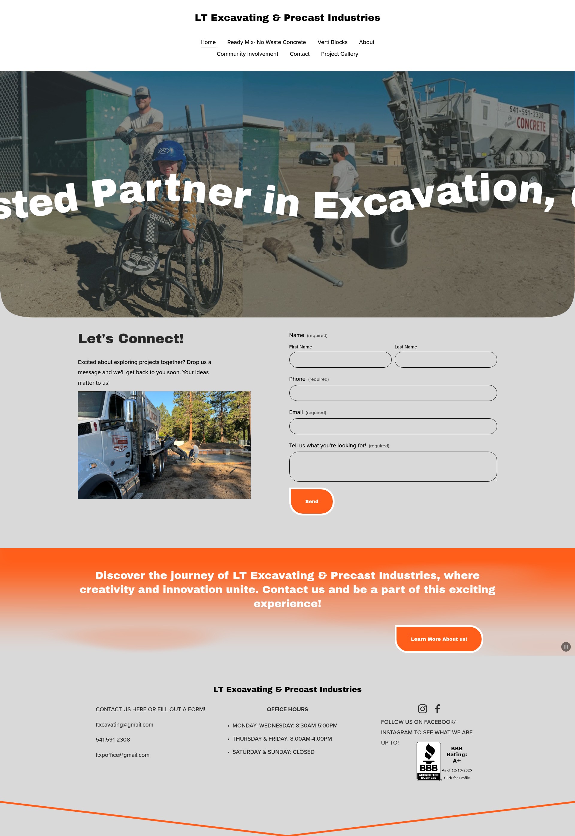 Screenshot of ltprecastindustries.com