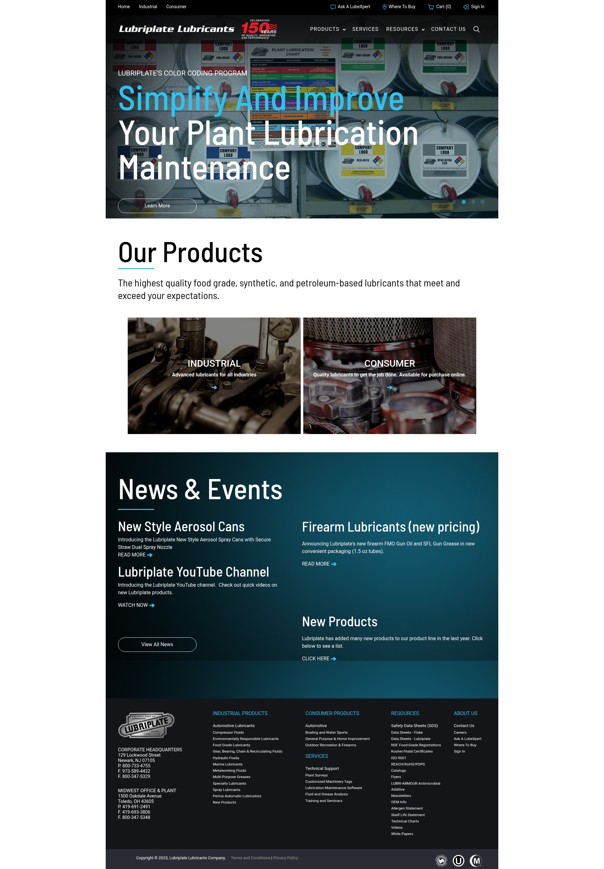 Screenshot of lubriplate.com