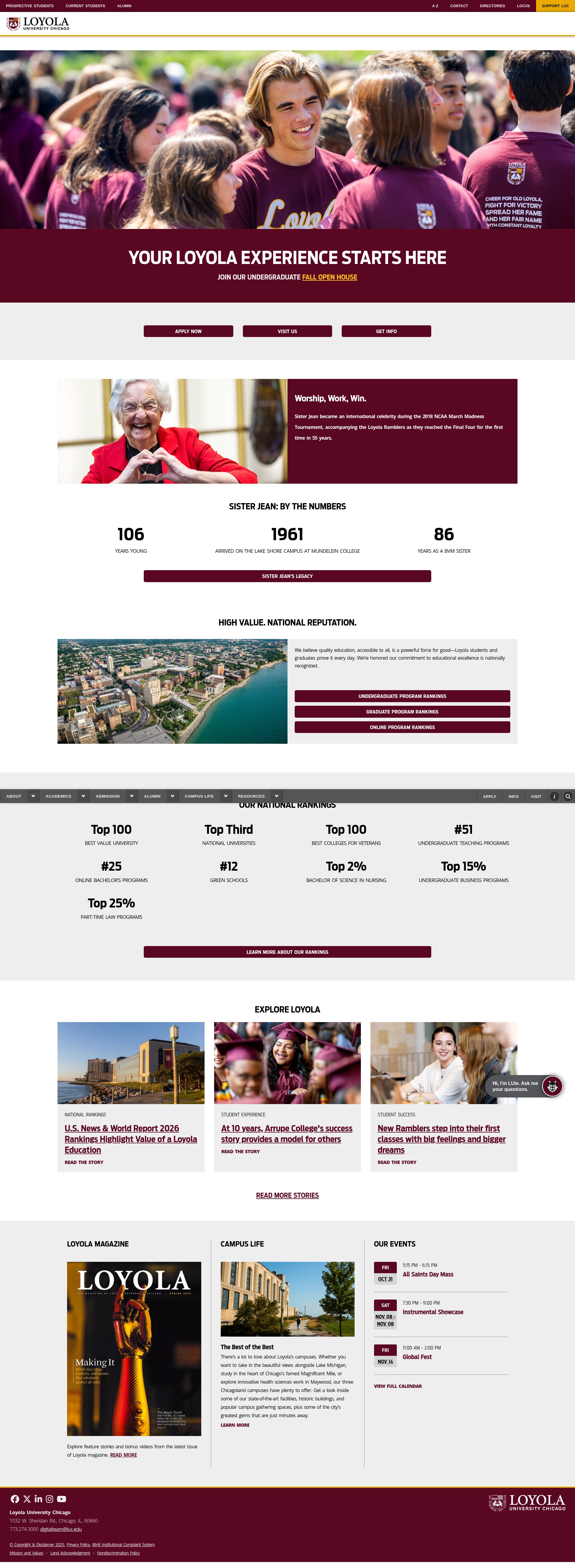 Screenshot of luc.edu