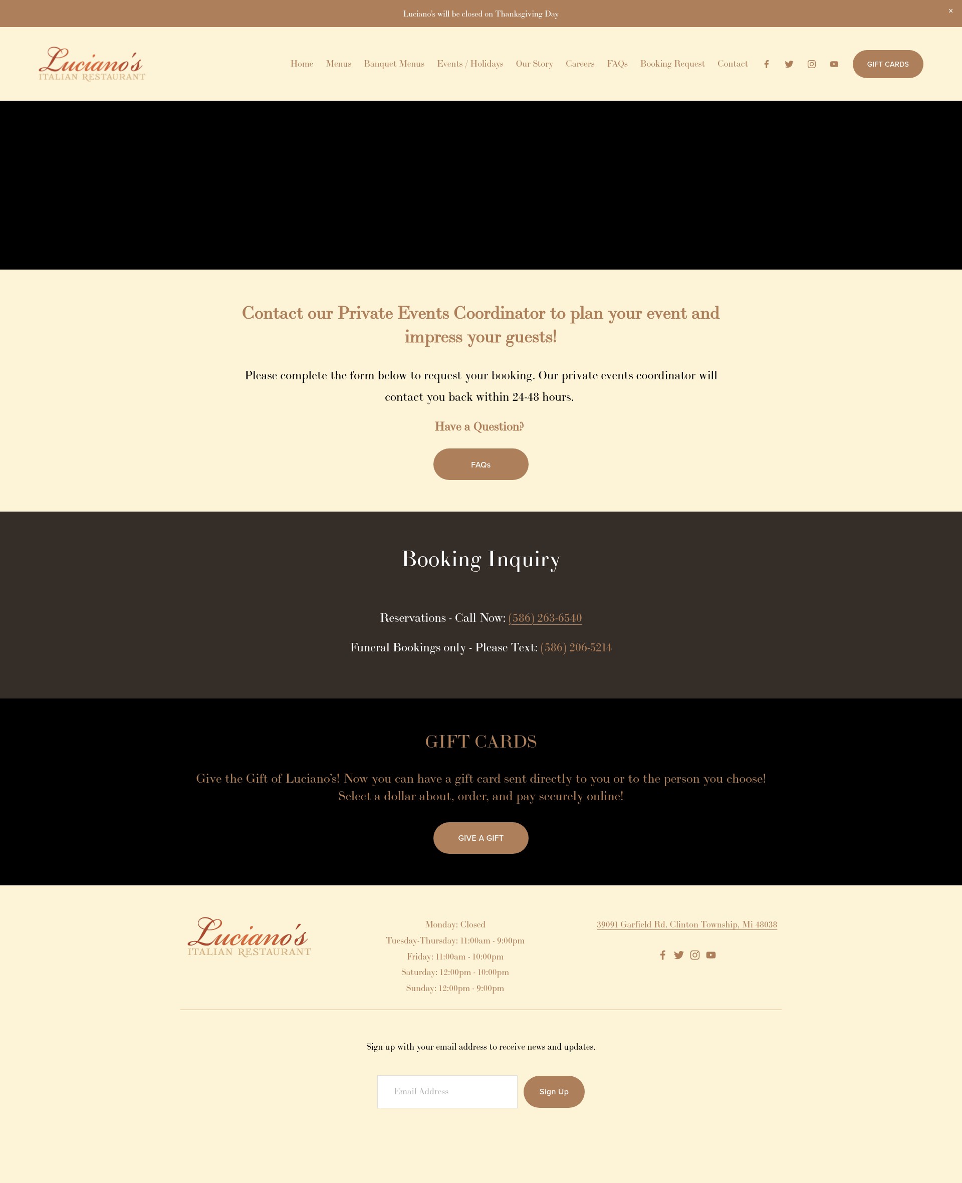Screenshot of lucianositaliancuisine.com
