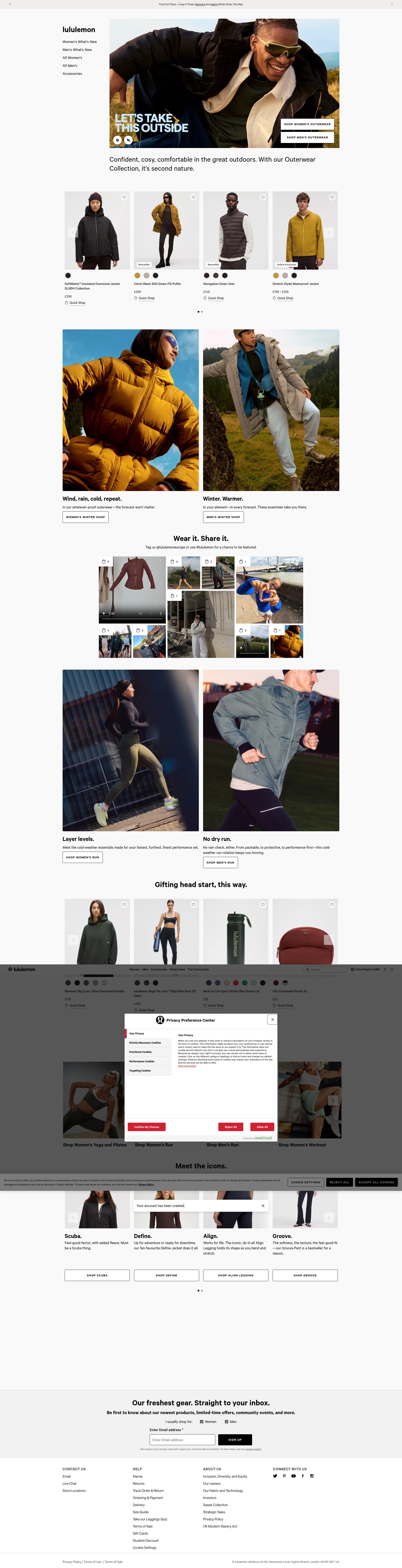 Screenshot of lululemon.co.uk