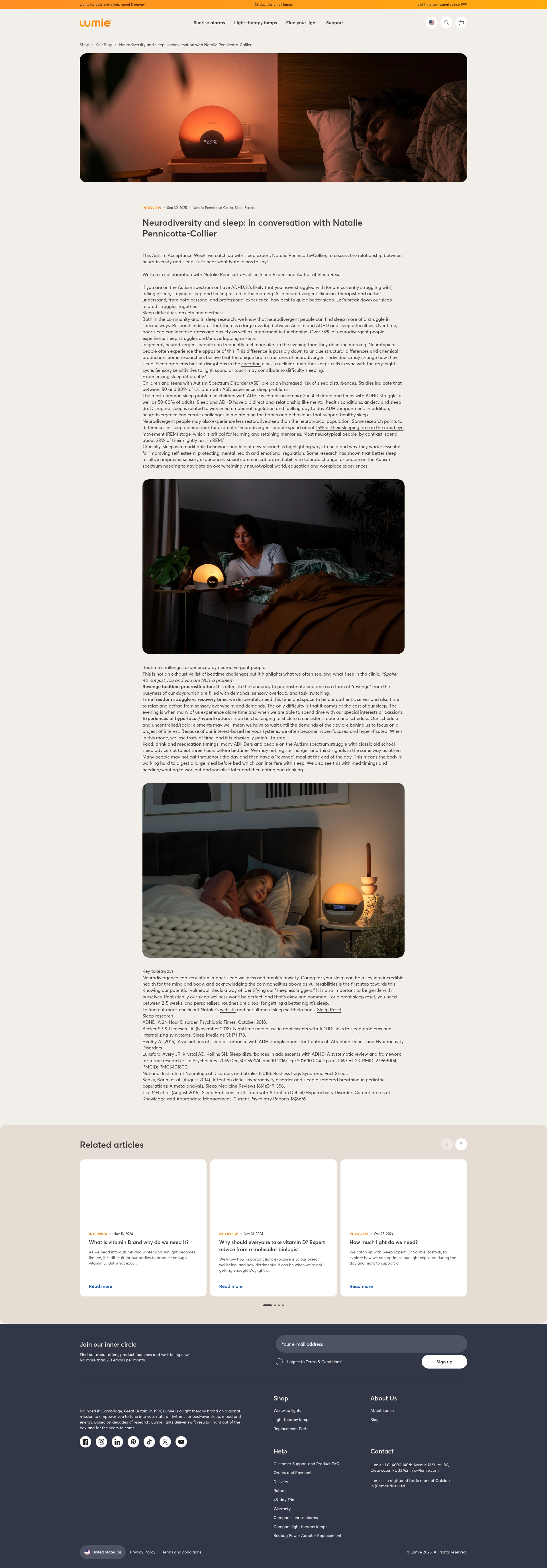 Screenshot of lumie.com