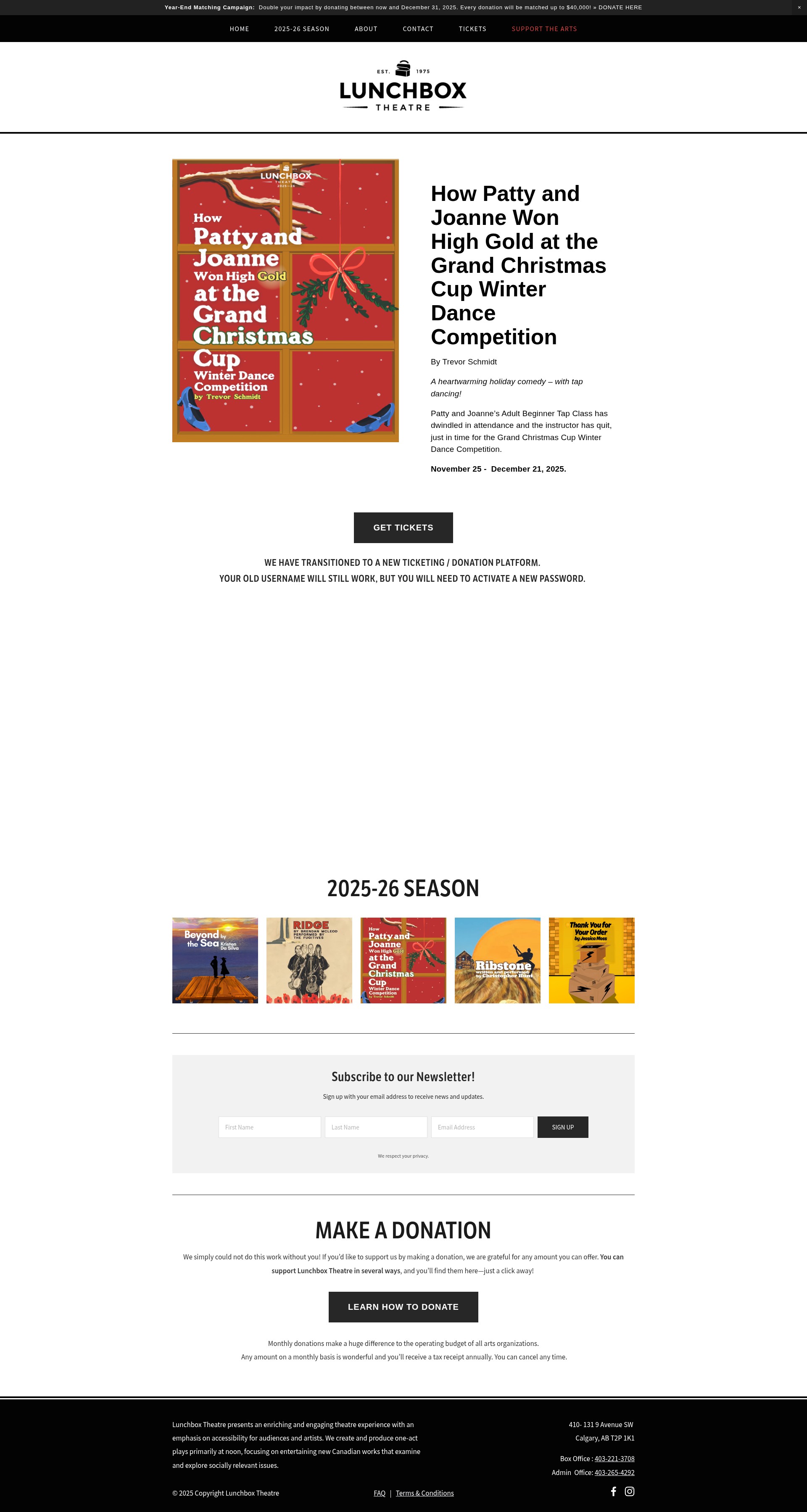 Screenshot of lunchboxtheatre.com