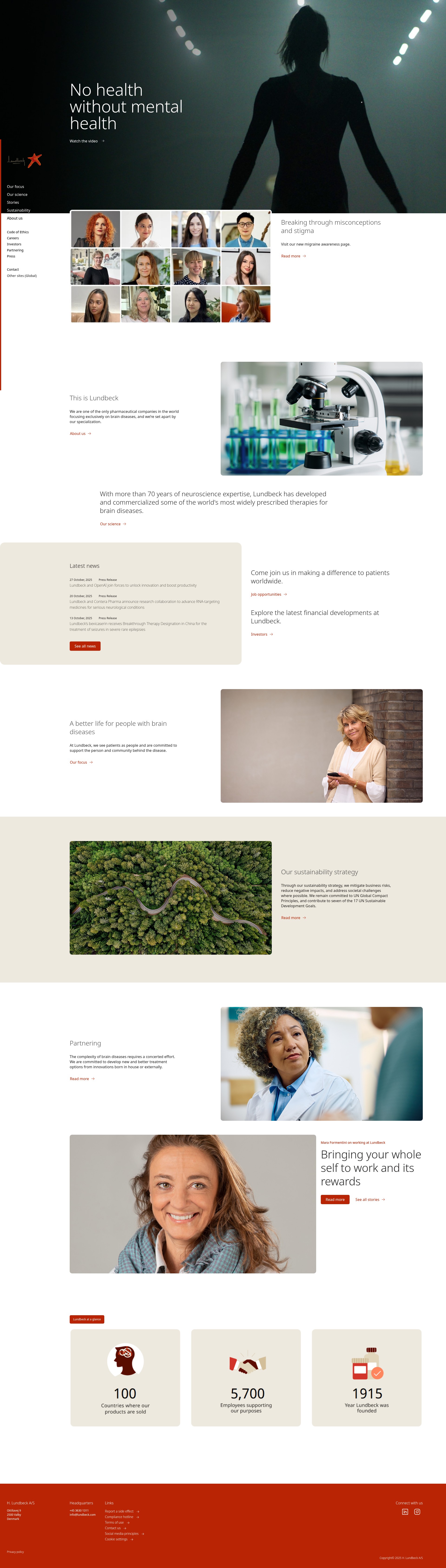 Screenshot of lundbeck.com