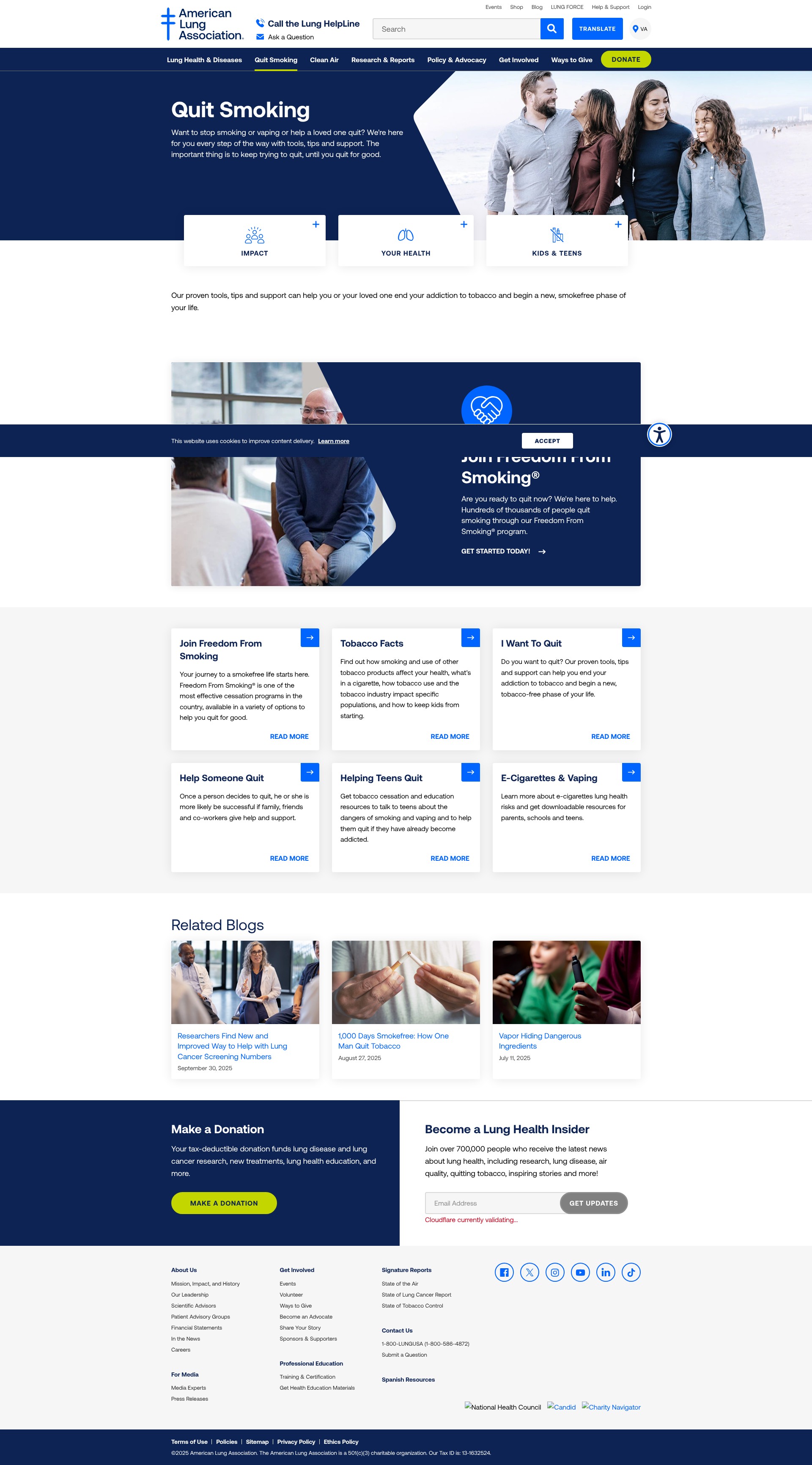 Screenshot of lung.org