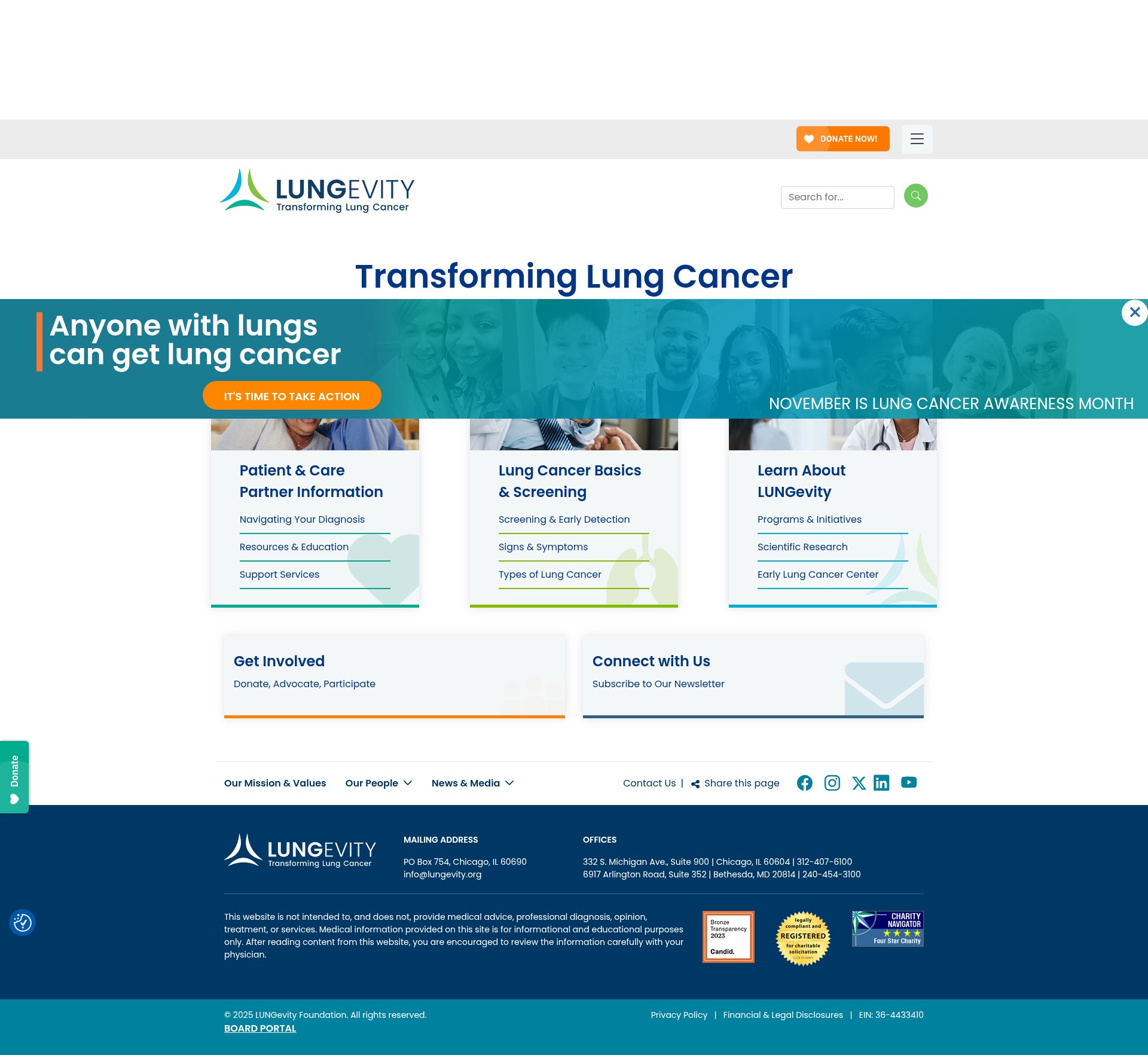Screenshot of lungevity.org