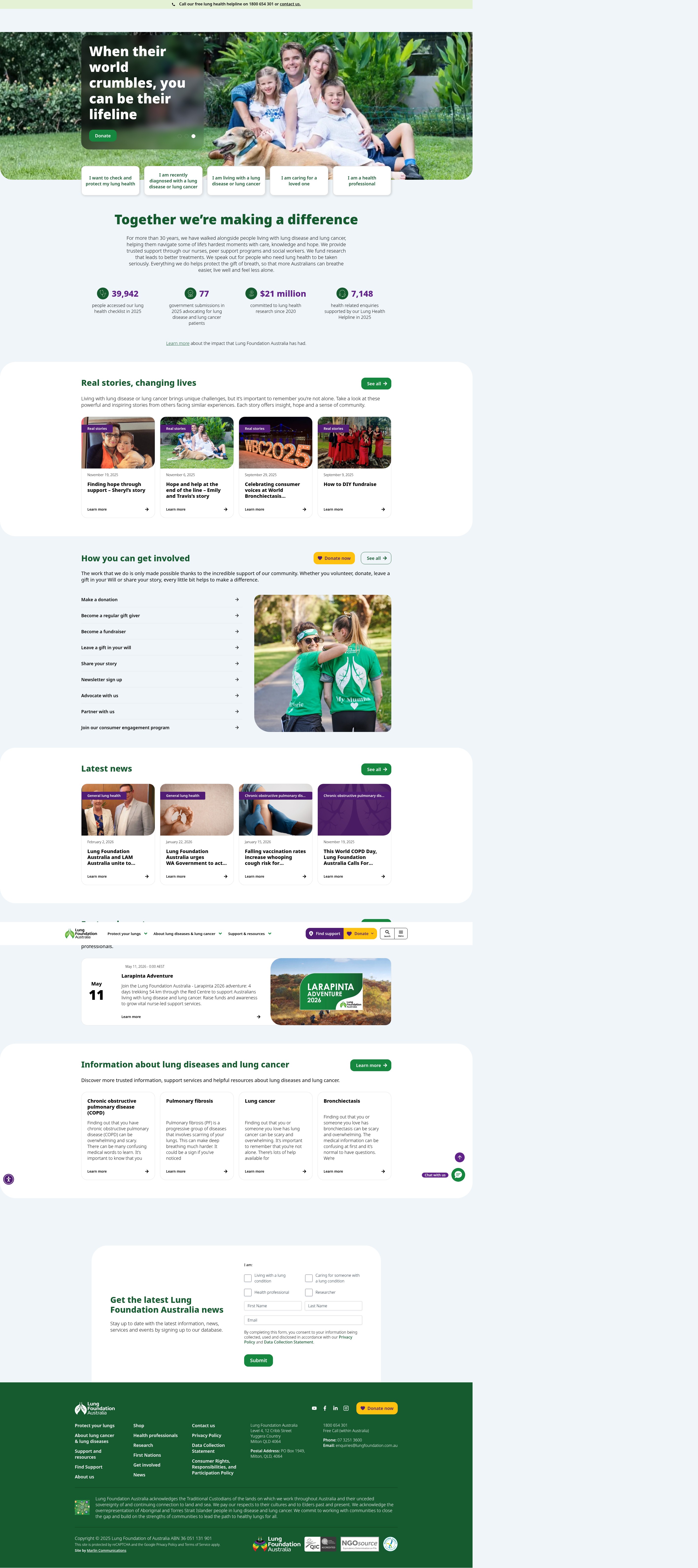 Screenshot of lungfoundation.com.au