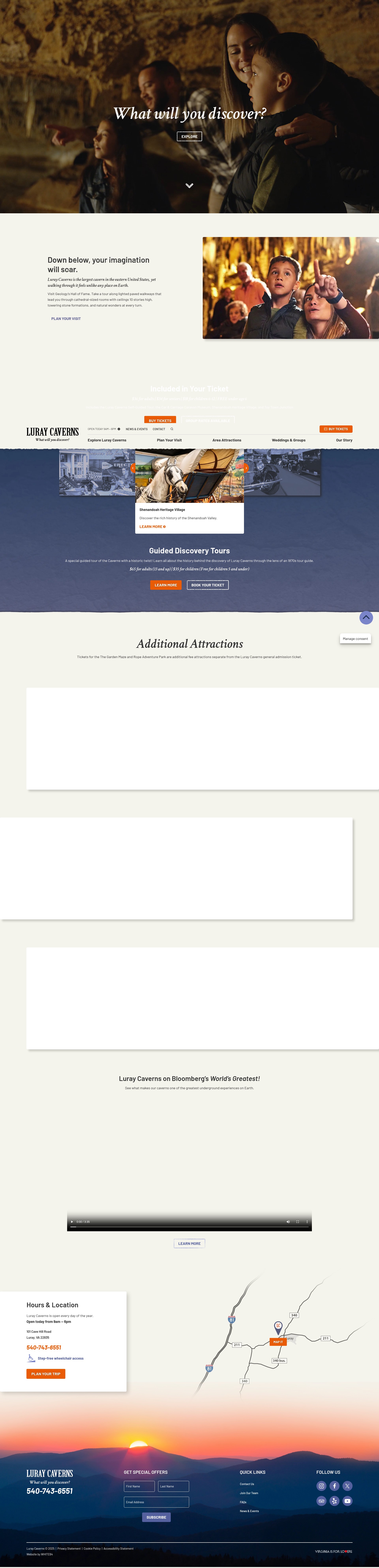 Screenshot of luraycaverns.com