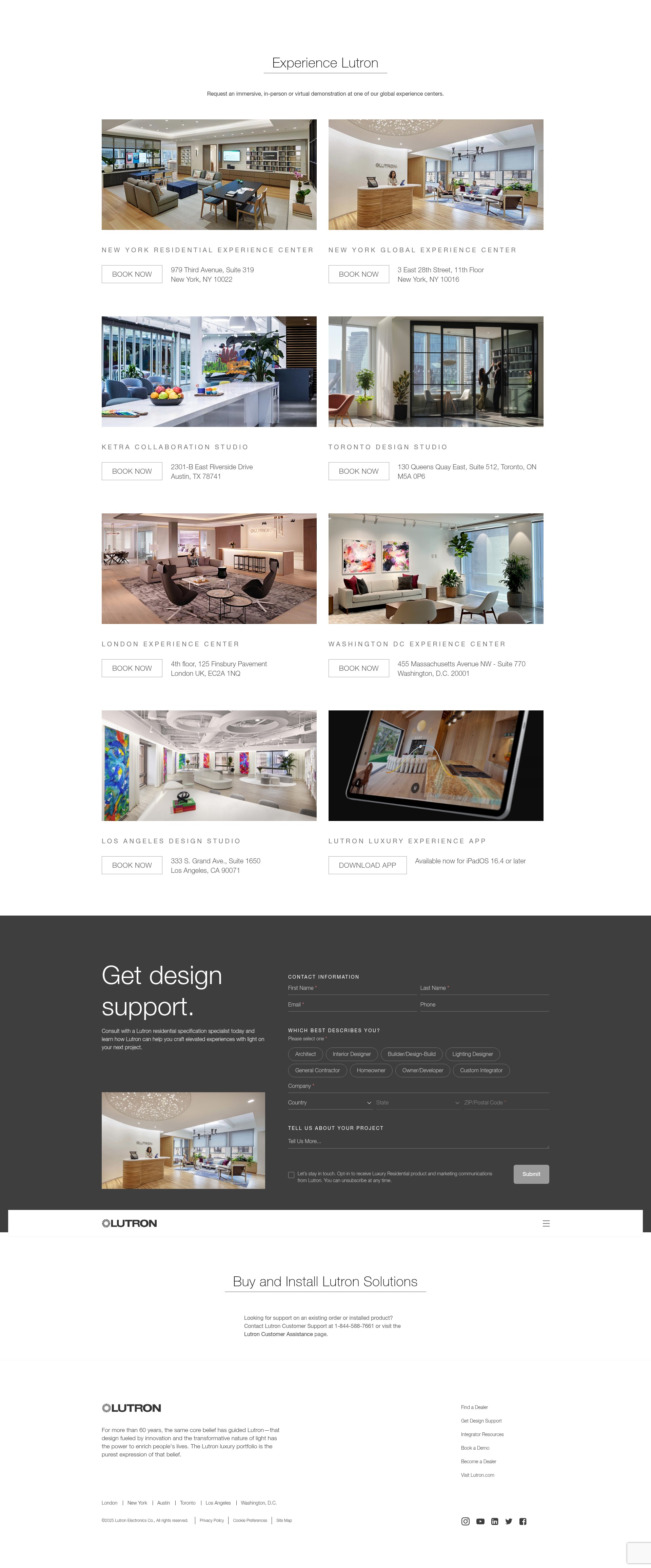 Screenshot of luxury.lutron.com