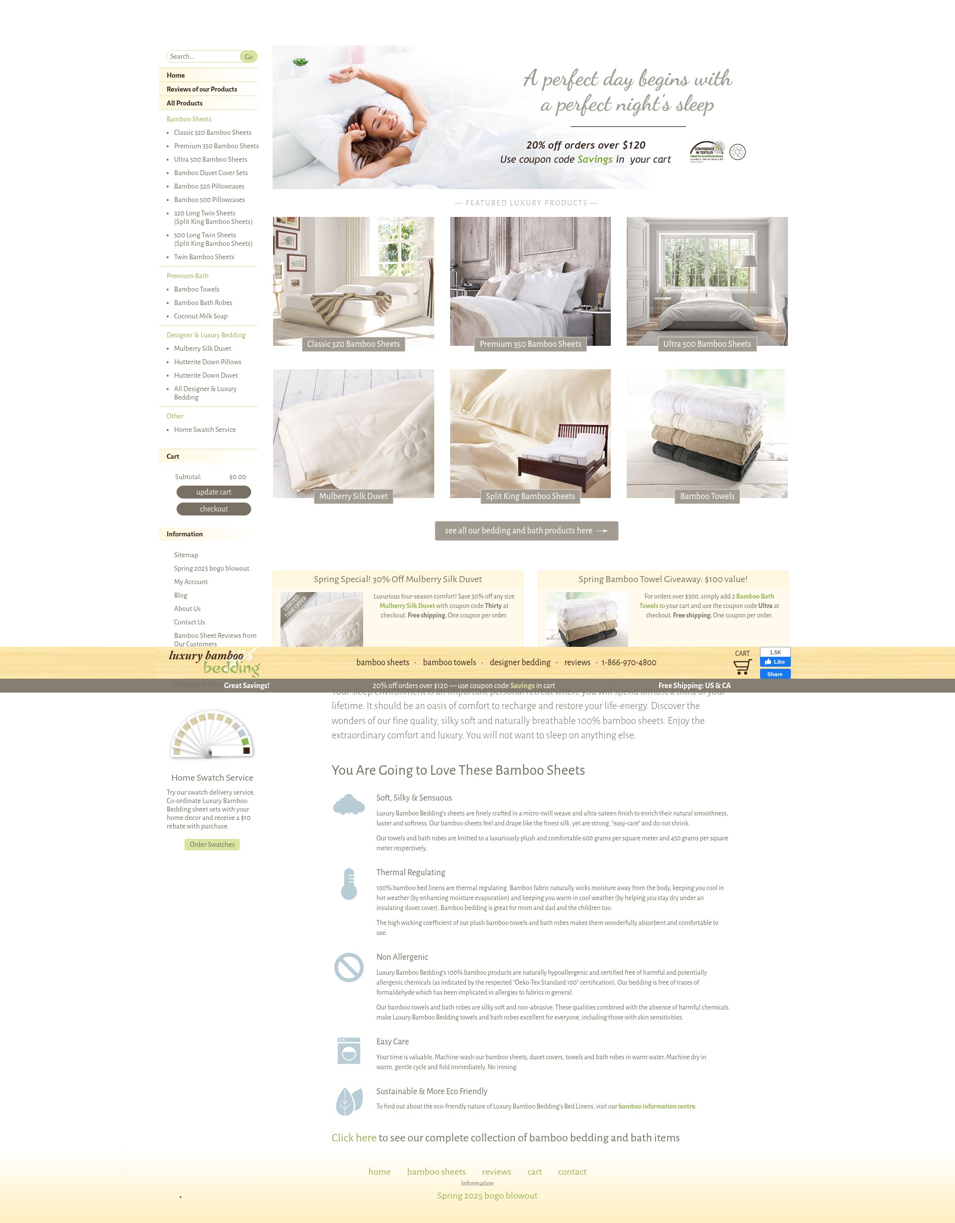 Screenshot of luxurybamboobedding.com